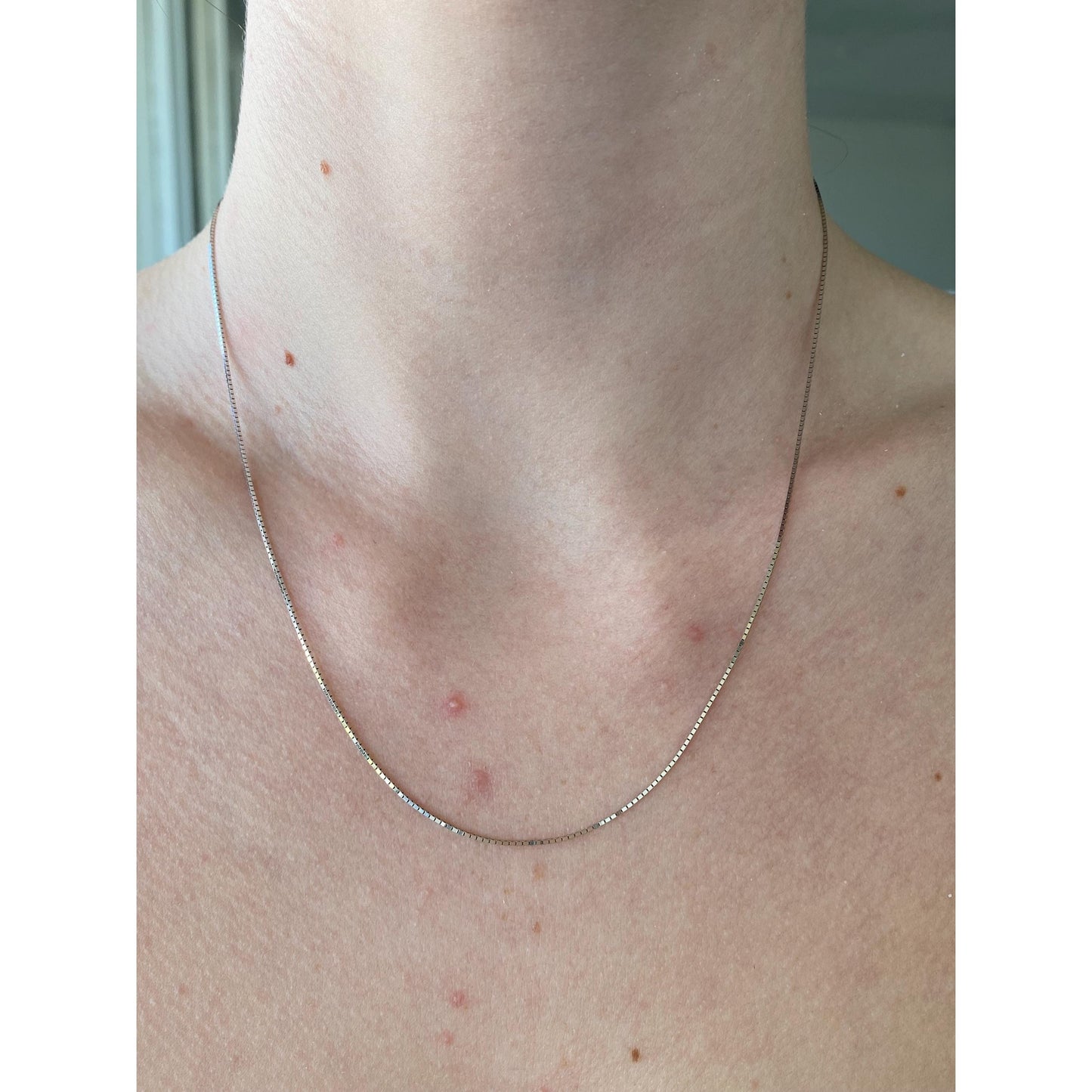 Solid 14k White Gold Box Chain Necklace - 18 inches