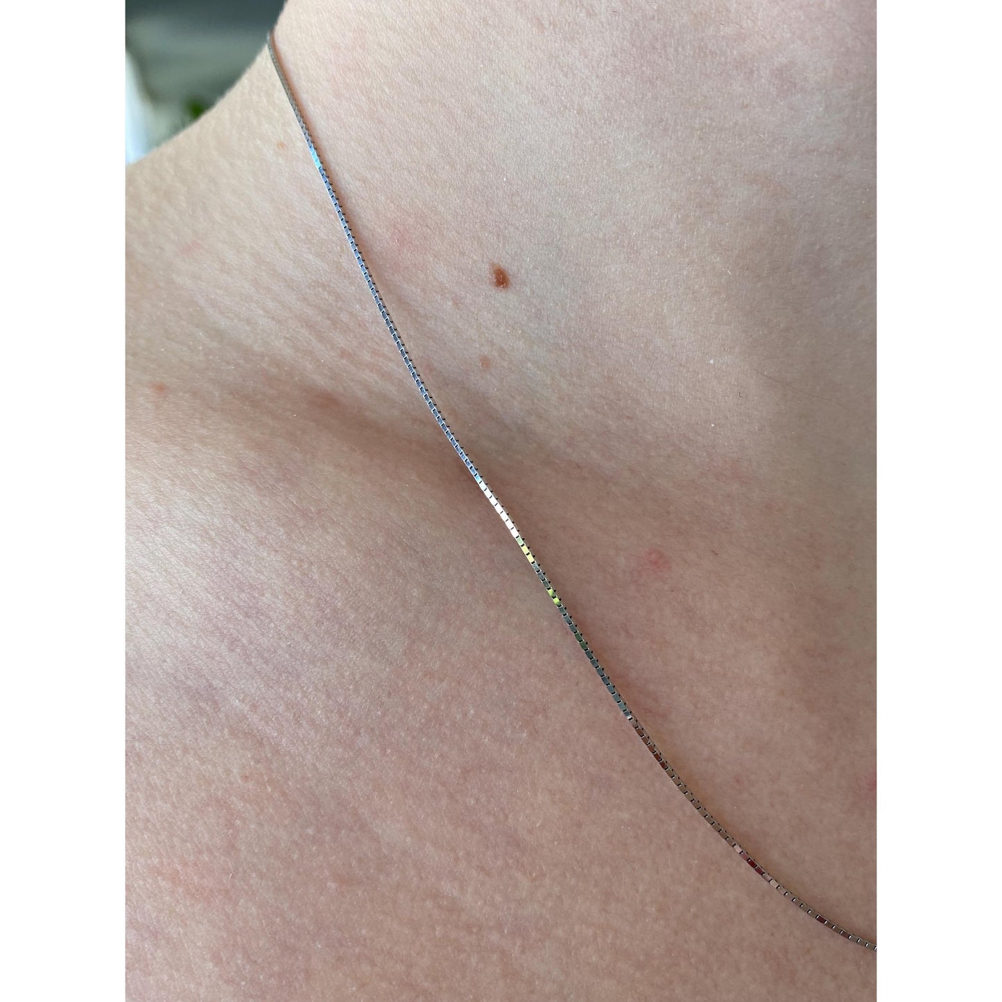 Solid 14k White Gold Box Chain Necklace - 18 inches