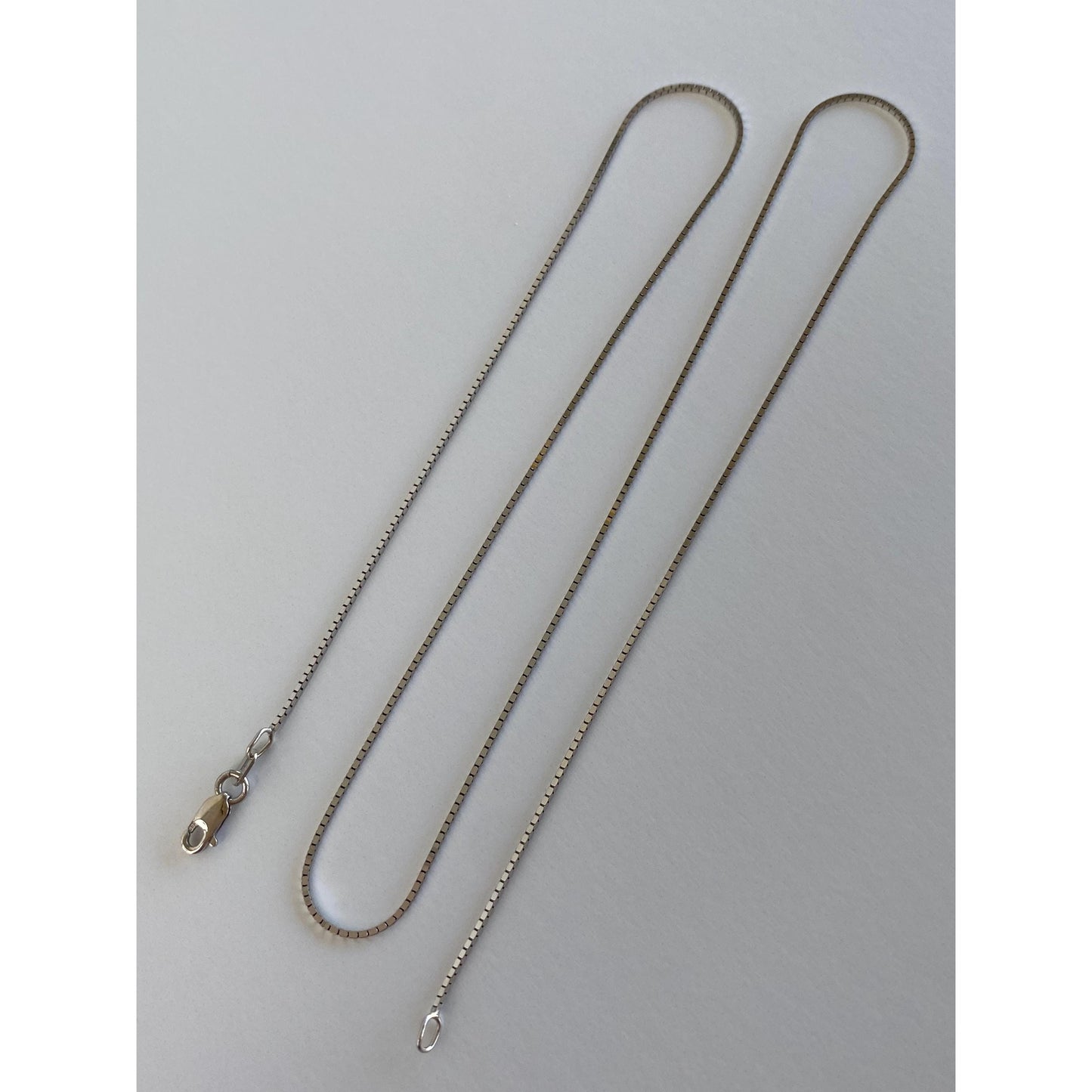 Solid 14k White Gold Box Chain Necklace - 18 inches