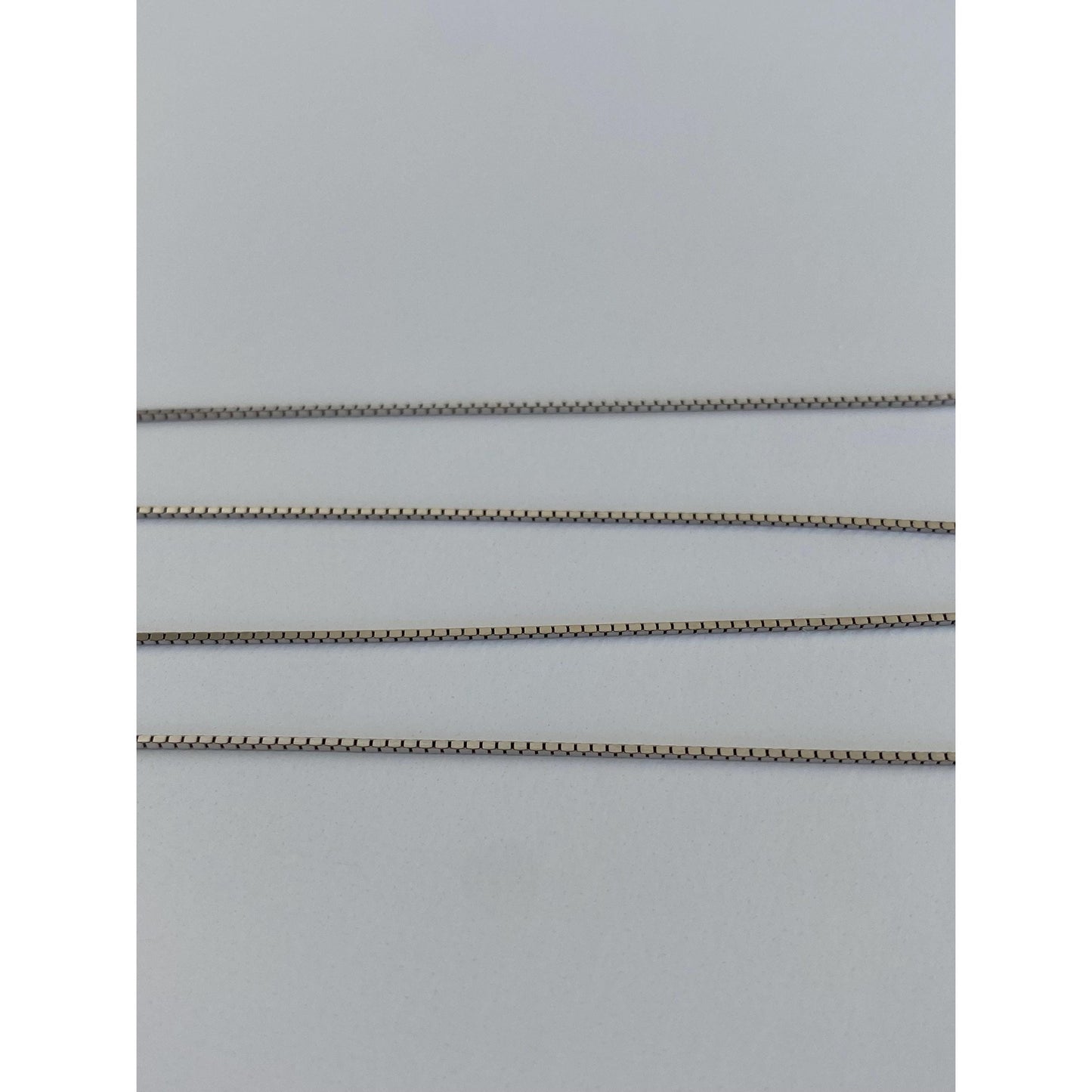 Solid 14k White Gold Box Chain Necklace - 18 inches