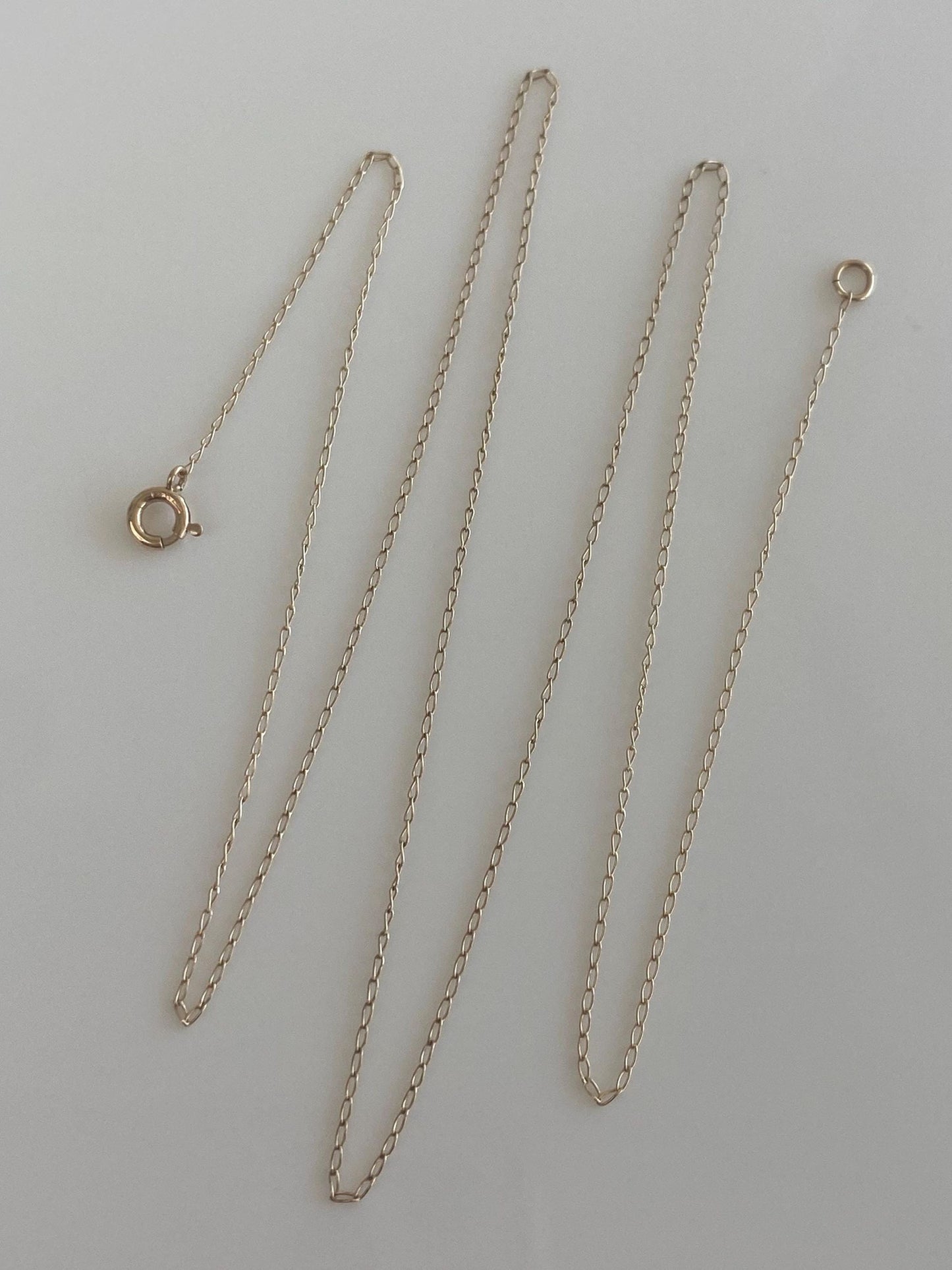Vintage Solid 14k Yellow Gold Dainty Elongated Curb Chain Necklace - 18.75 inches