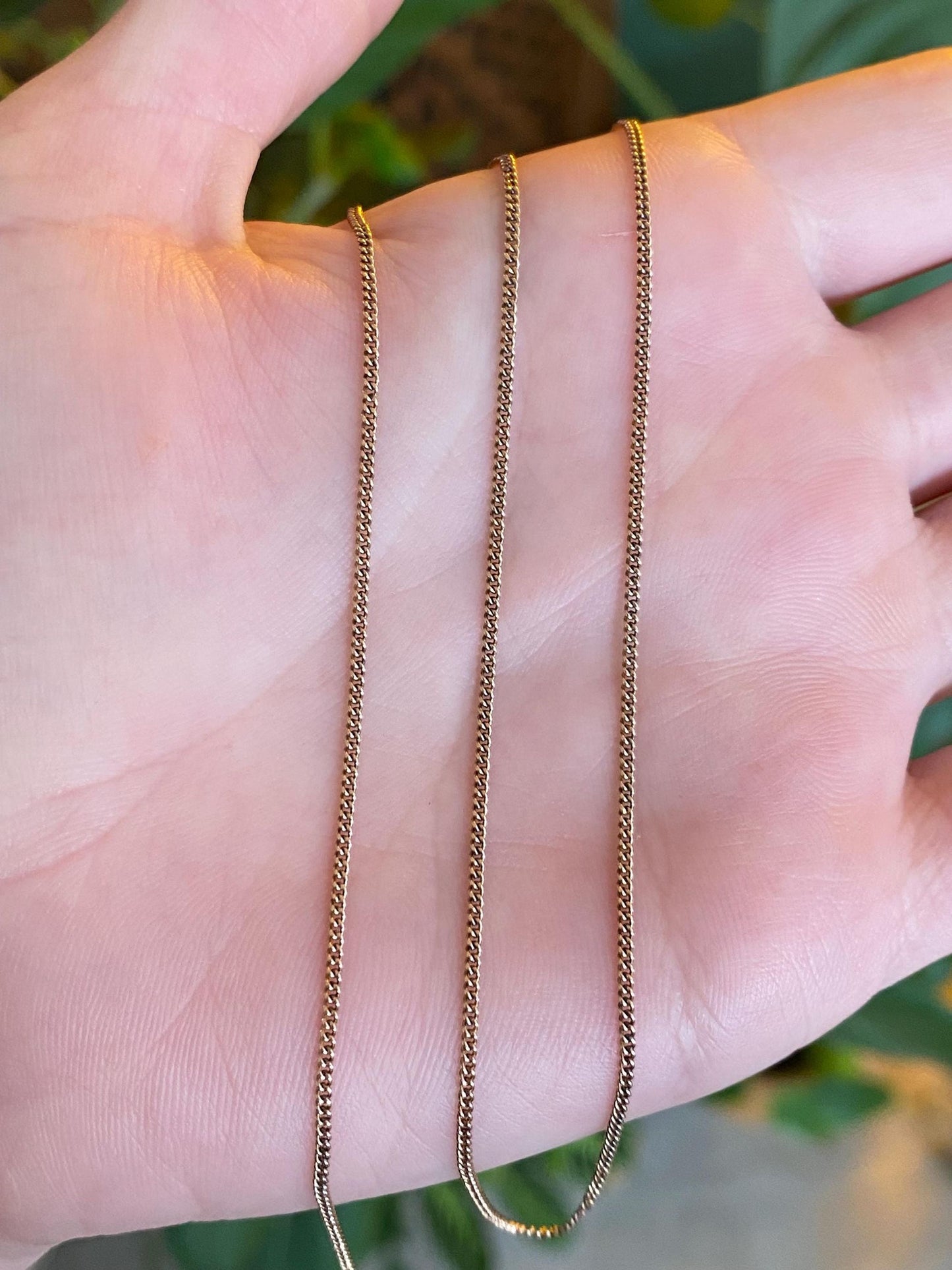 Vintage Solid 12k Gold Tight Curb Chain Necklace - 15.5 inches