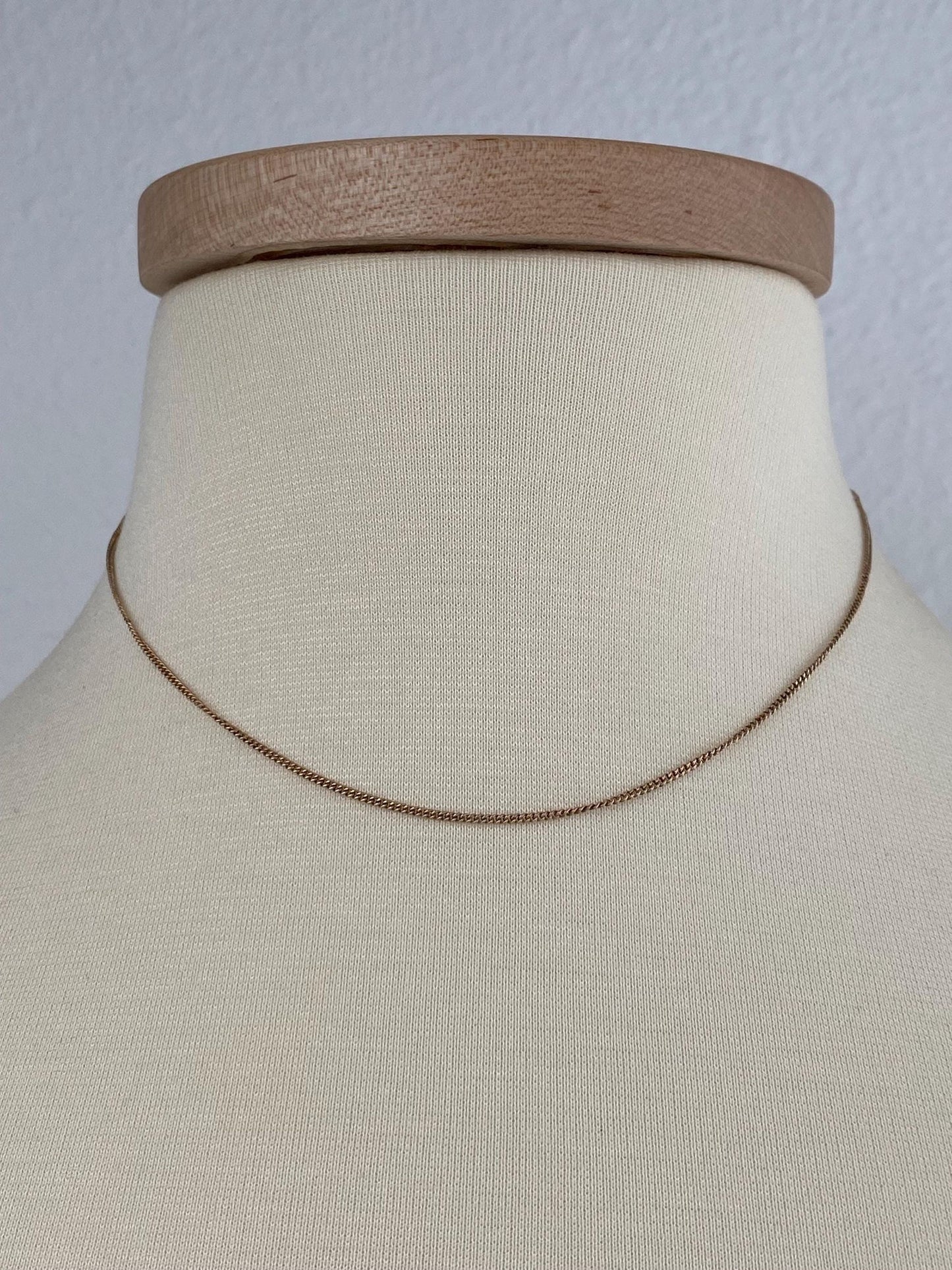 Vintage Solid 12k Gold Tight Curb Chain Necklace - 15.5 inches