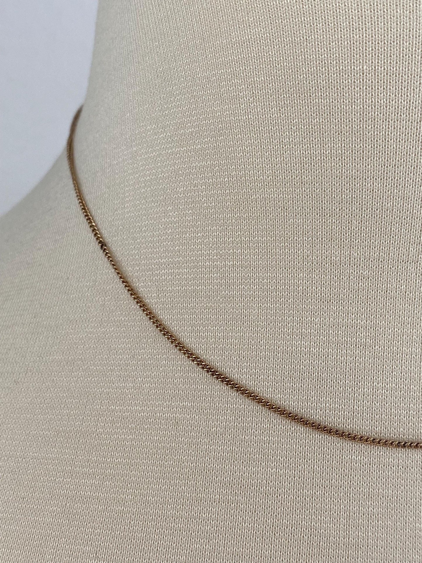 Vintage Solid 12k Gold Tight Curb Chain Necklace - 15.5 inches
