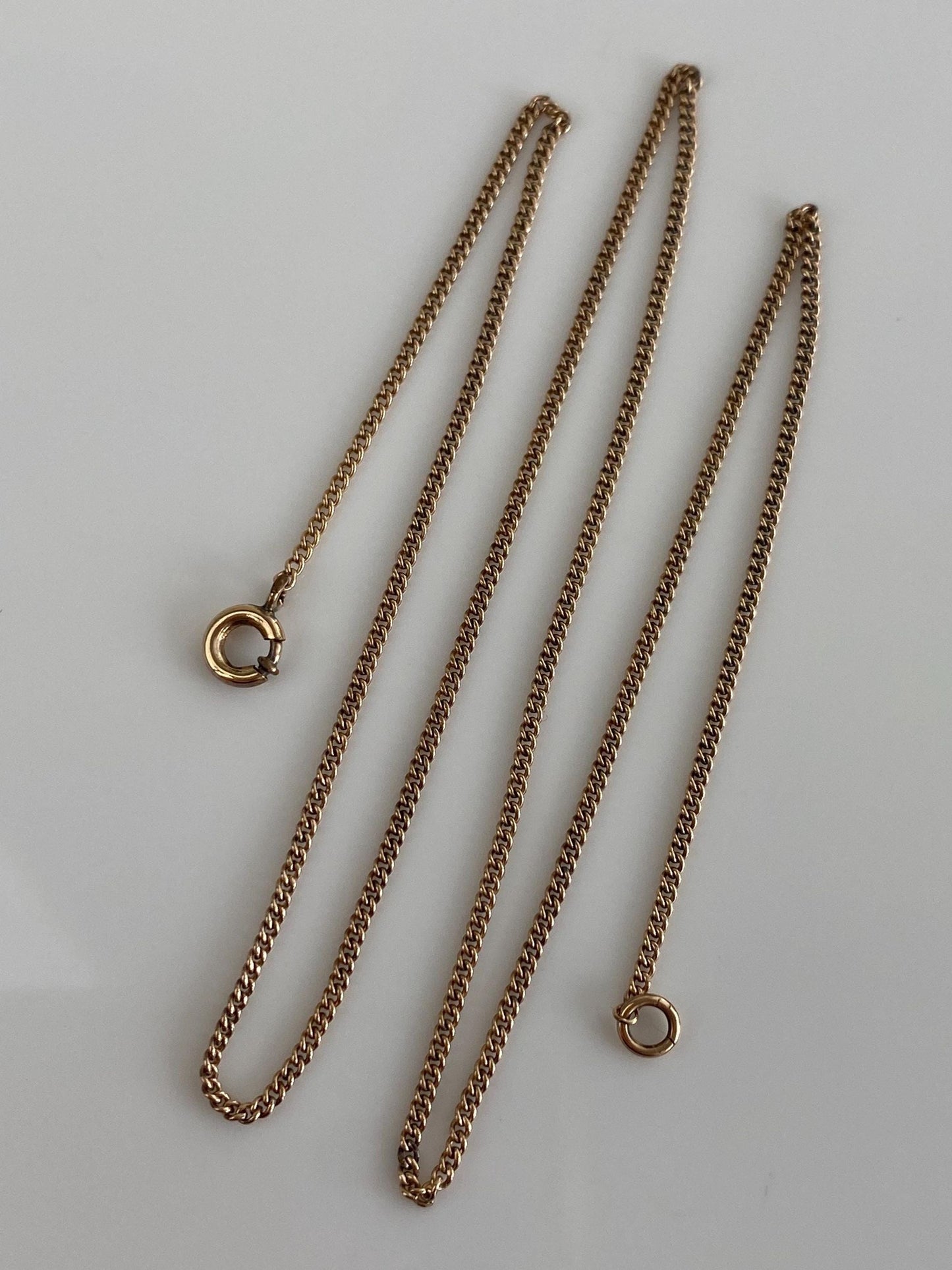 Vintage Solid 12k Gold Tight Curb Chain Necklace - 15.5 inches