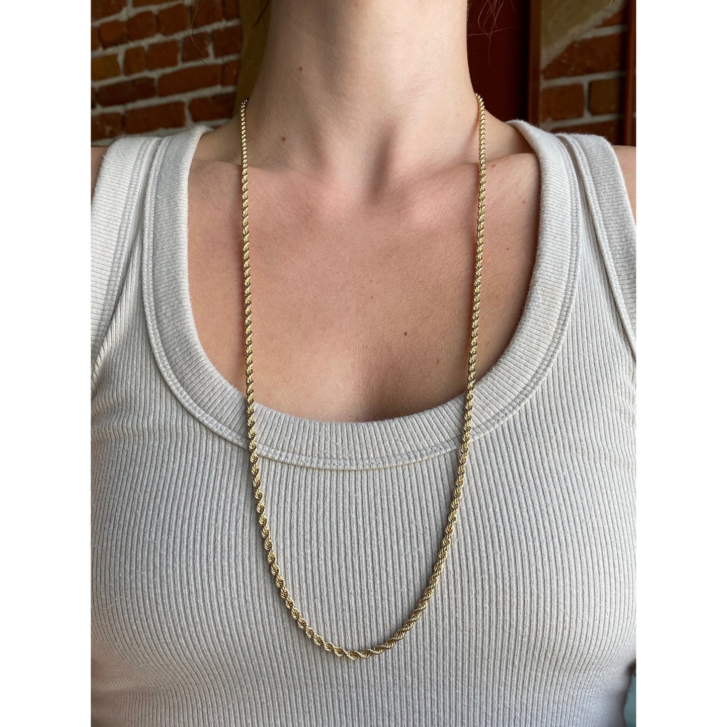 Vintage Solid 10k Yellow Gold Rope Chain Necklace - 30.25 inches
