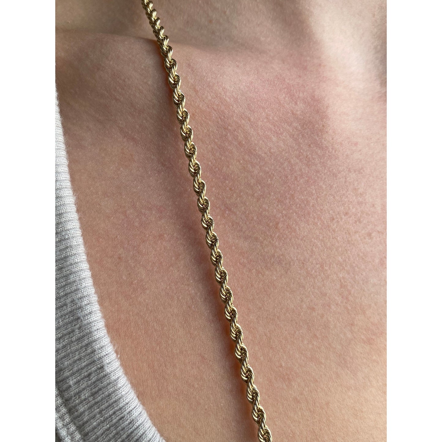 Vintage Solid 10k Yellow Gold Rope Chain Necklace - 30.25 inches