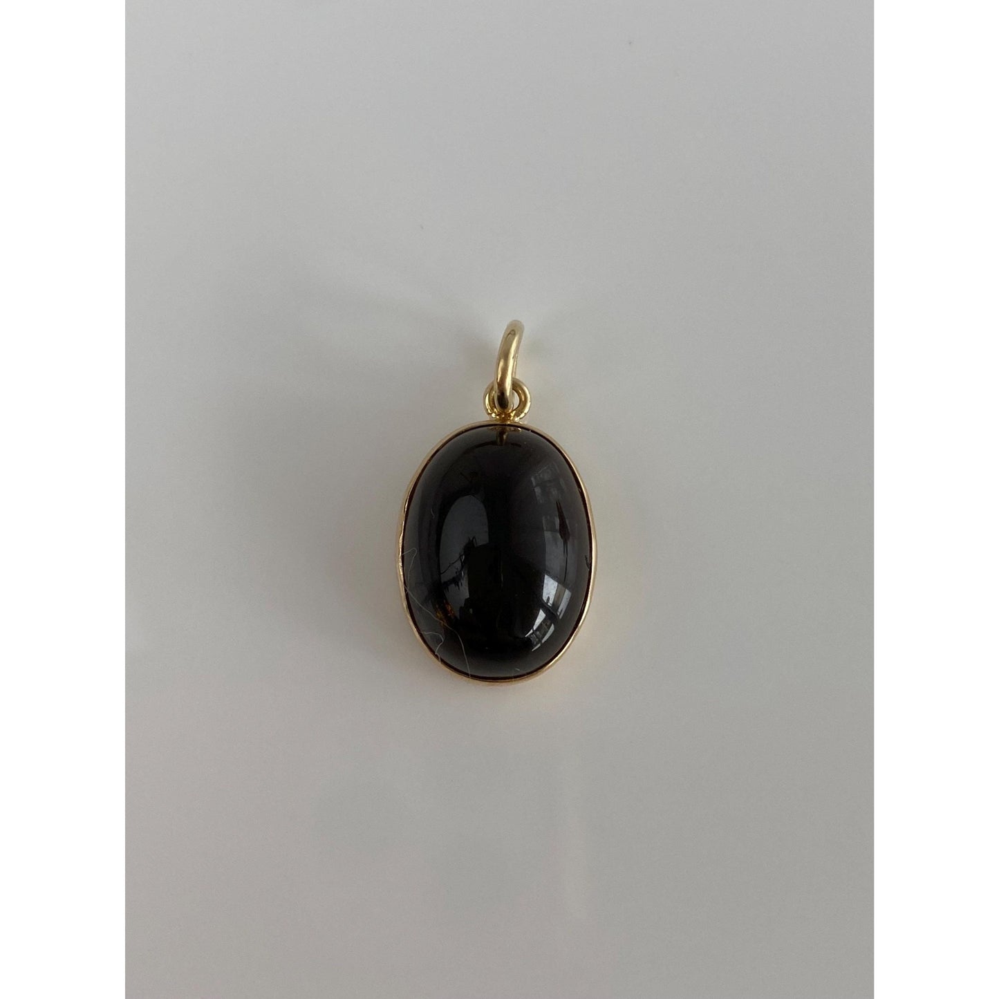 Vintage Solid 14k Yellow Gold Smokey Quartz Cabochon Charm