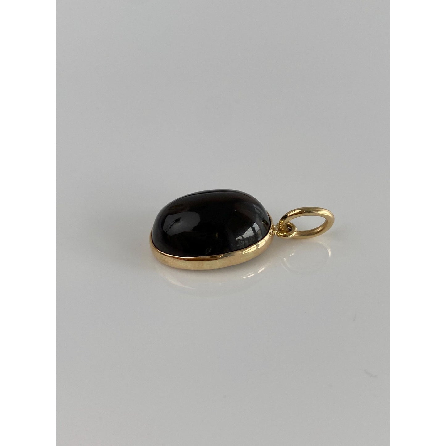 Vintage Solid 14k Yellow Gold Smokey Quartz Cabochon Charm