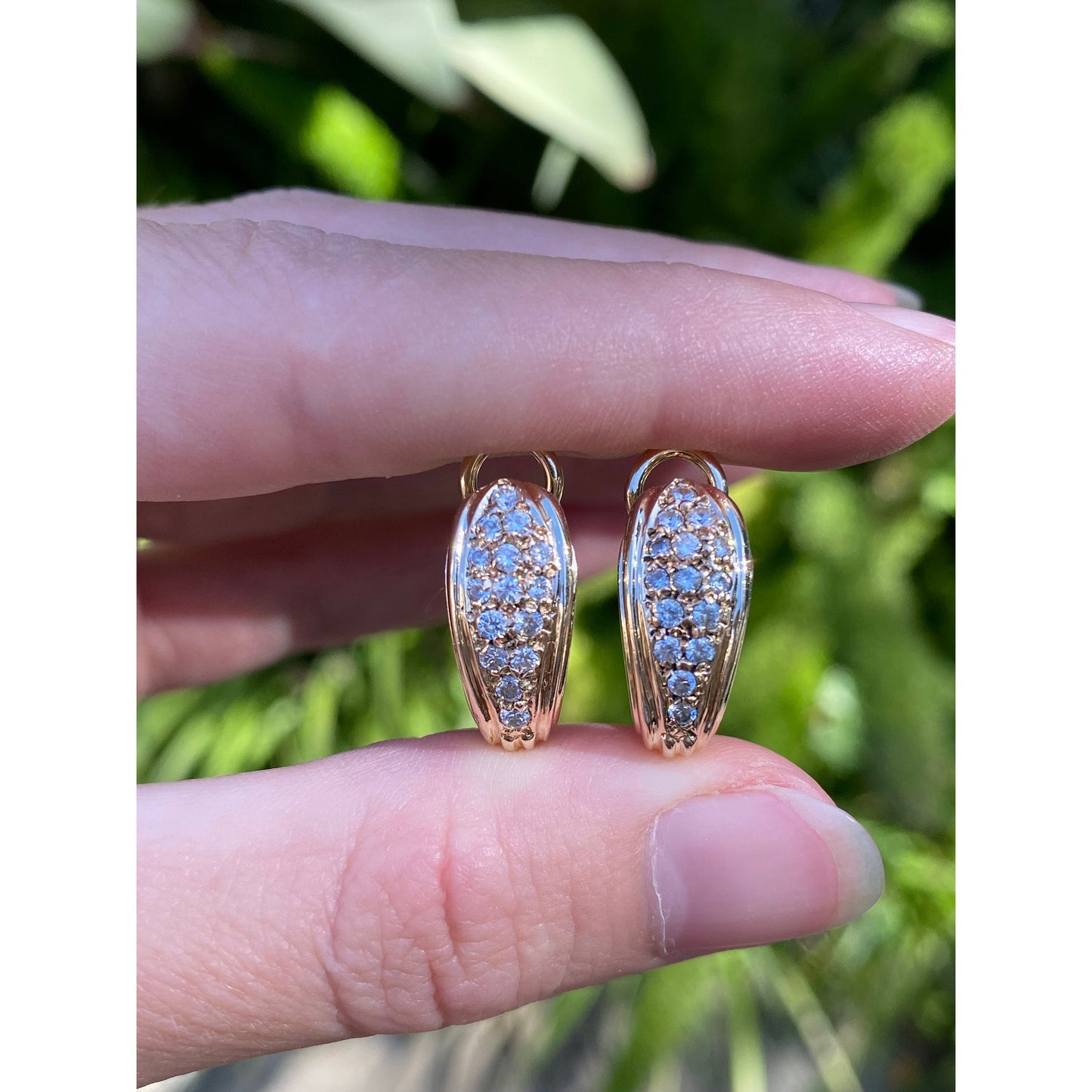 Vintage Solid 14k Yellow Gold Cubic Zirconia Drop Earrings