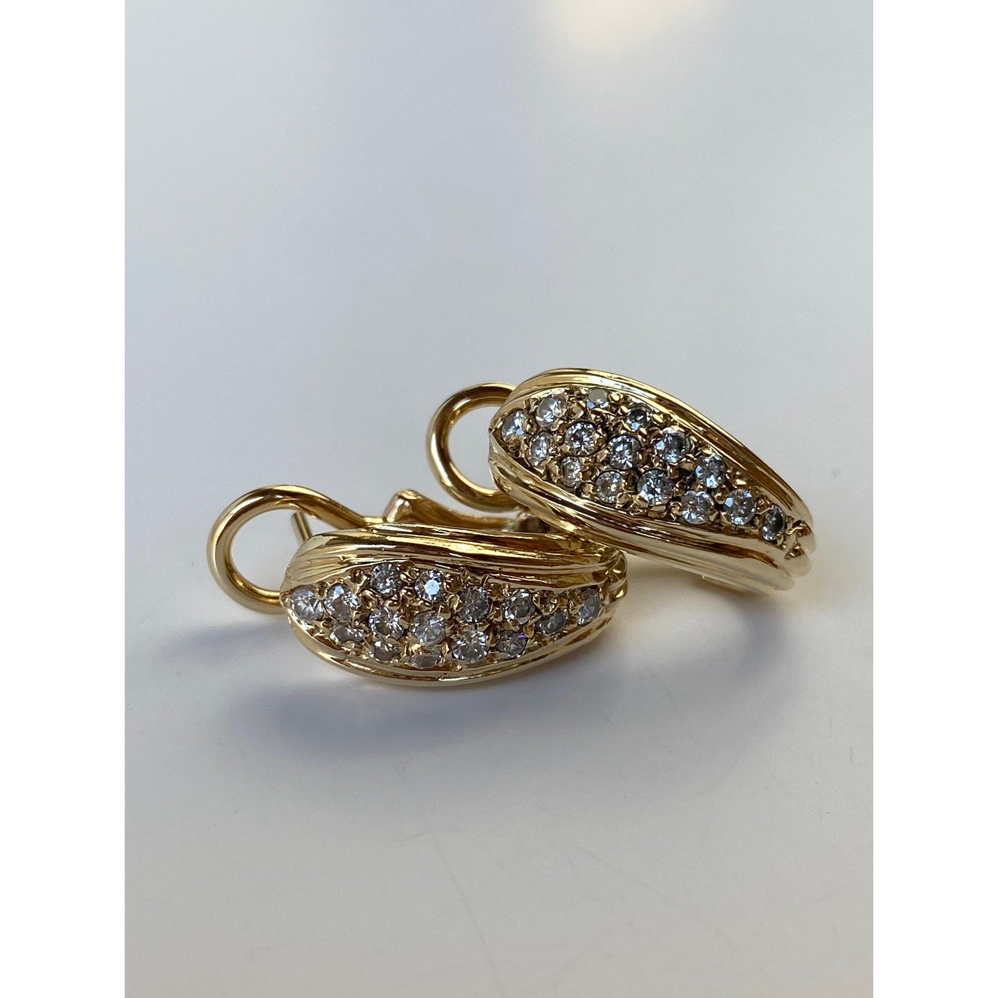 Vintage Solid 14k Yellow Gold Cubic Zirconia Drop Earrings