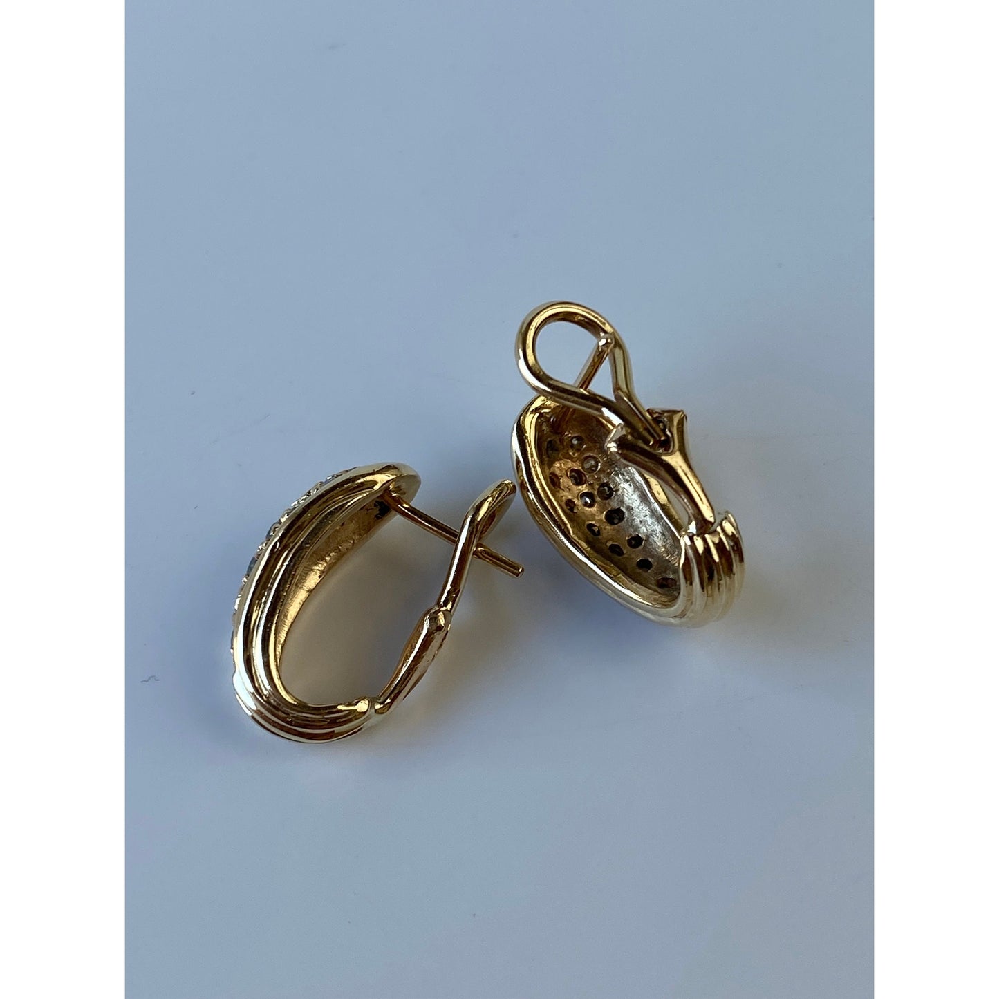 Vintage Solid 14k Yellow Gold Cubic Zirconia Drop Earrings