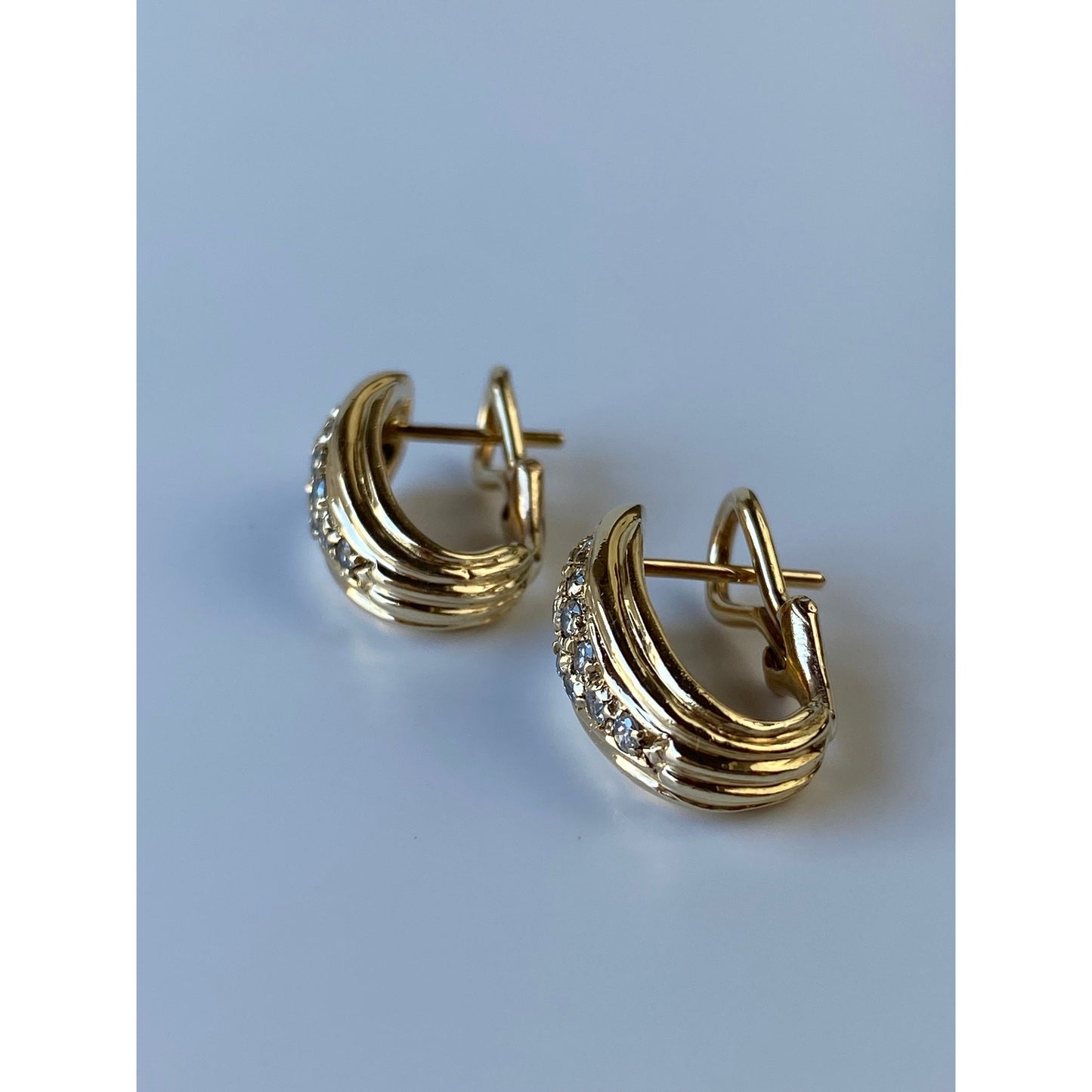 Vintage Solid 14k Yellow Gold Cubic Zirconia Drop Earrings