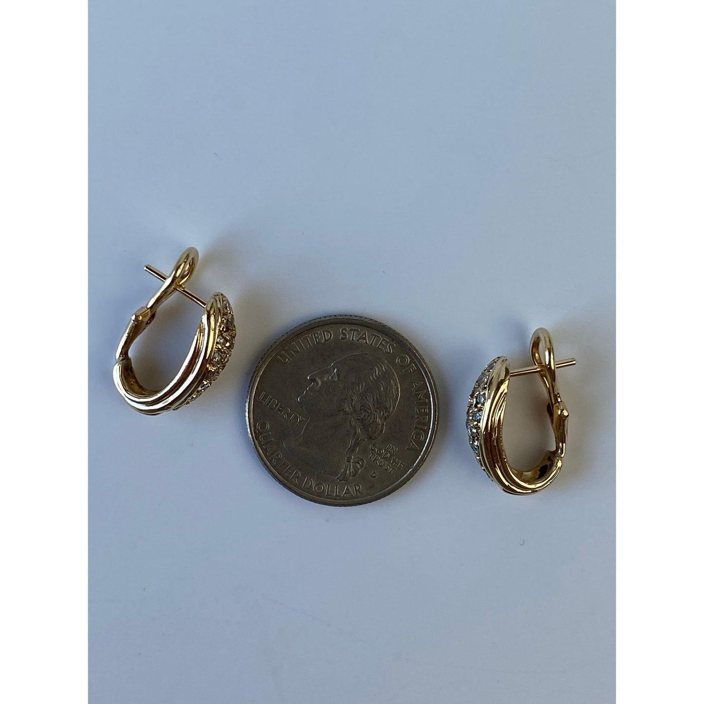 Vintage Solid 14k Yellow Gold Cubic Zirconia Drop Earrings