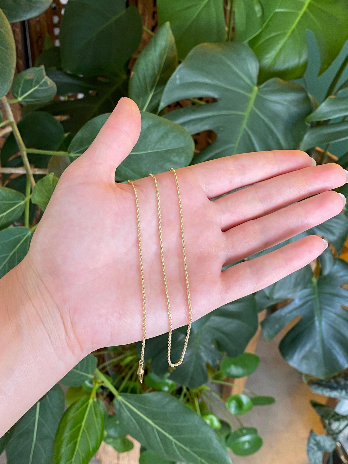 Vintage Solid 14k Yellow Gold Diamond Cut Long Slim Rope Chain Necklace - 22 inches