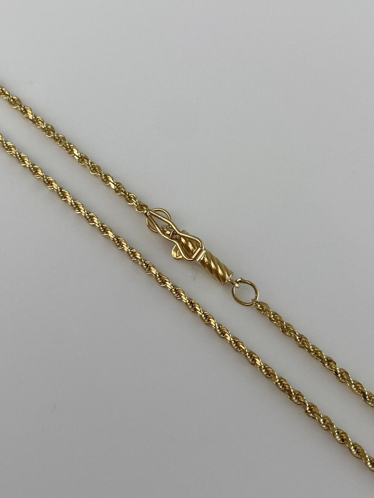 Vintage Solid 14k Yellow Gold Diamond Cut Long Slim Rope Chain Necklace - 22 inches