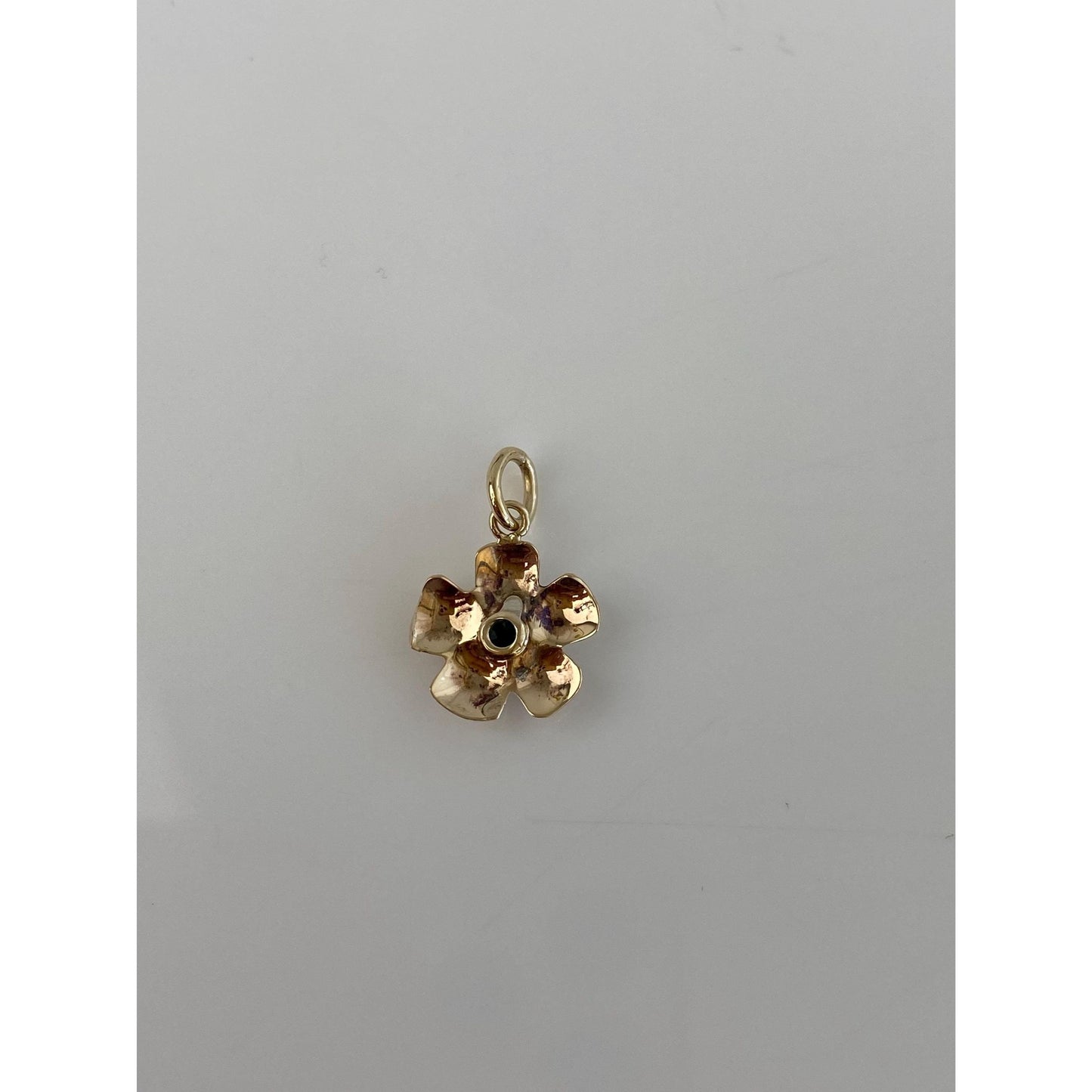 Vintage Solid 14k Yellow Gold Green Spinel Flower Charm