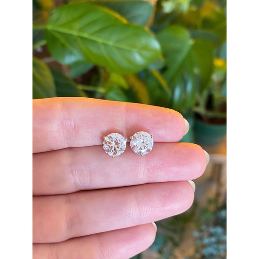 Solid 14k White Gold Cubic Zirconia Stud Earrings