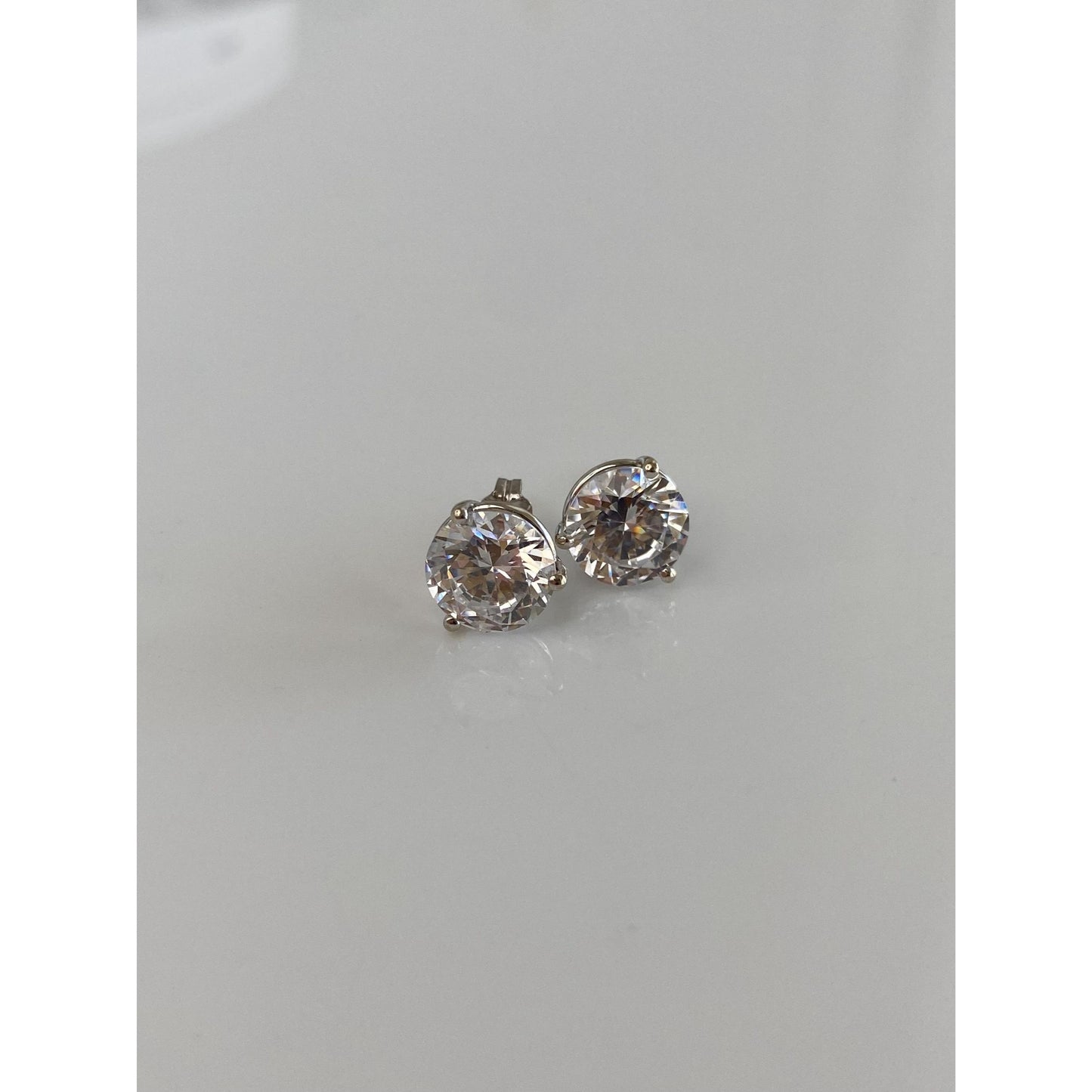 Solid 14k White Gold Cubic Zirconia Stud Earrings