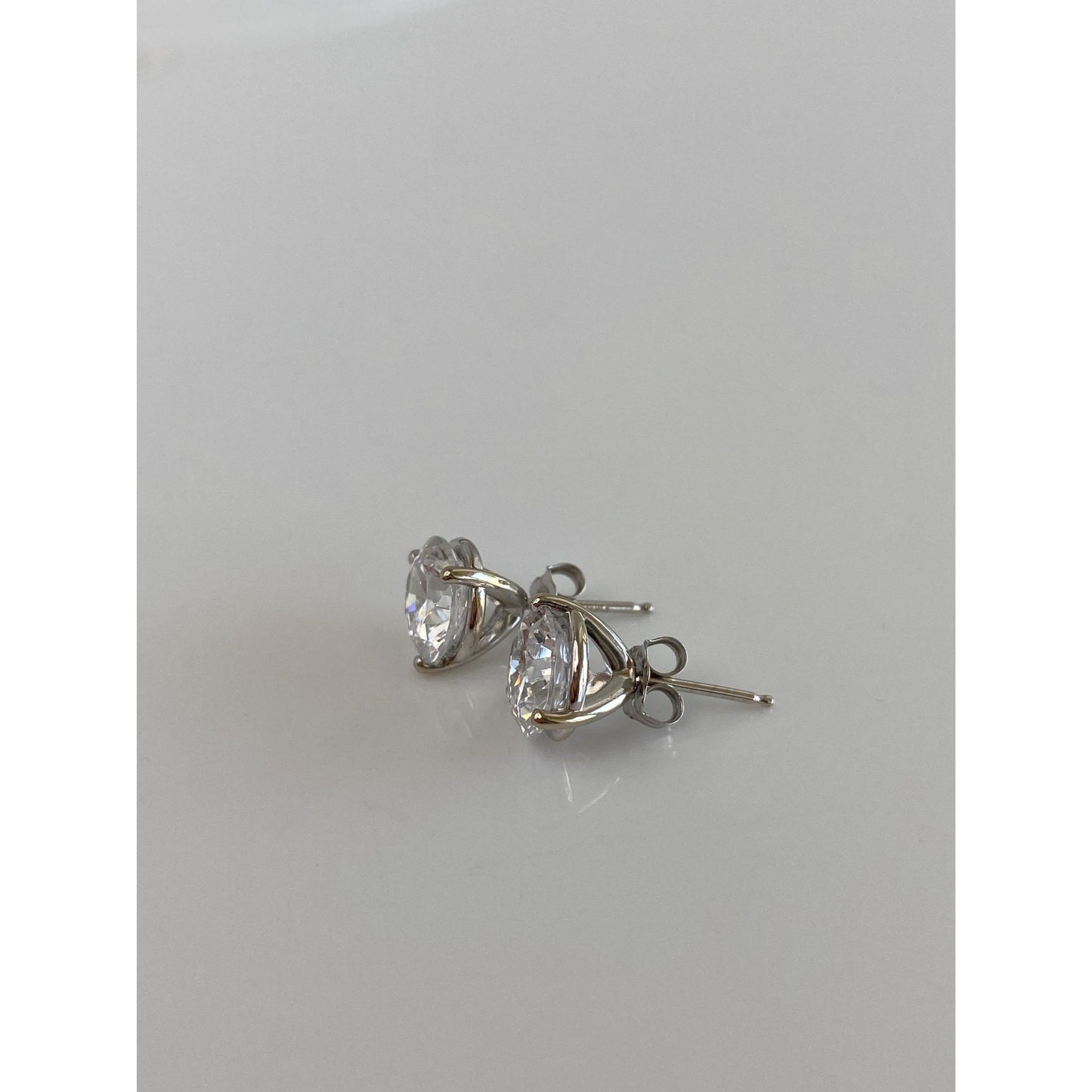 Solid 14k White Gold Cubic Zirconia Stud Earrings