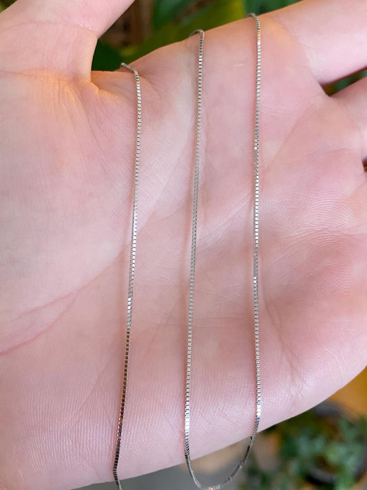 Vintage Solid 14k White Gold Box Chain Necklace - 20 inches
