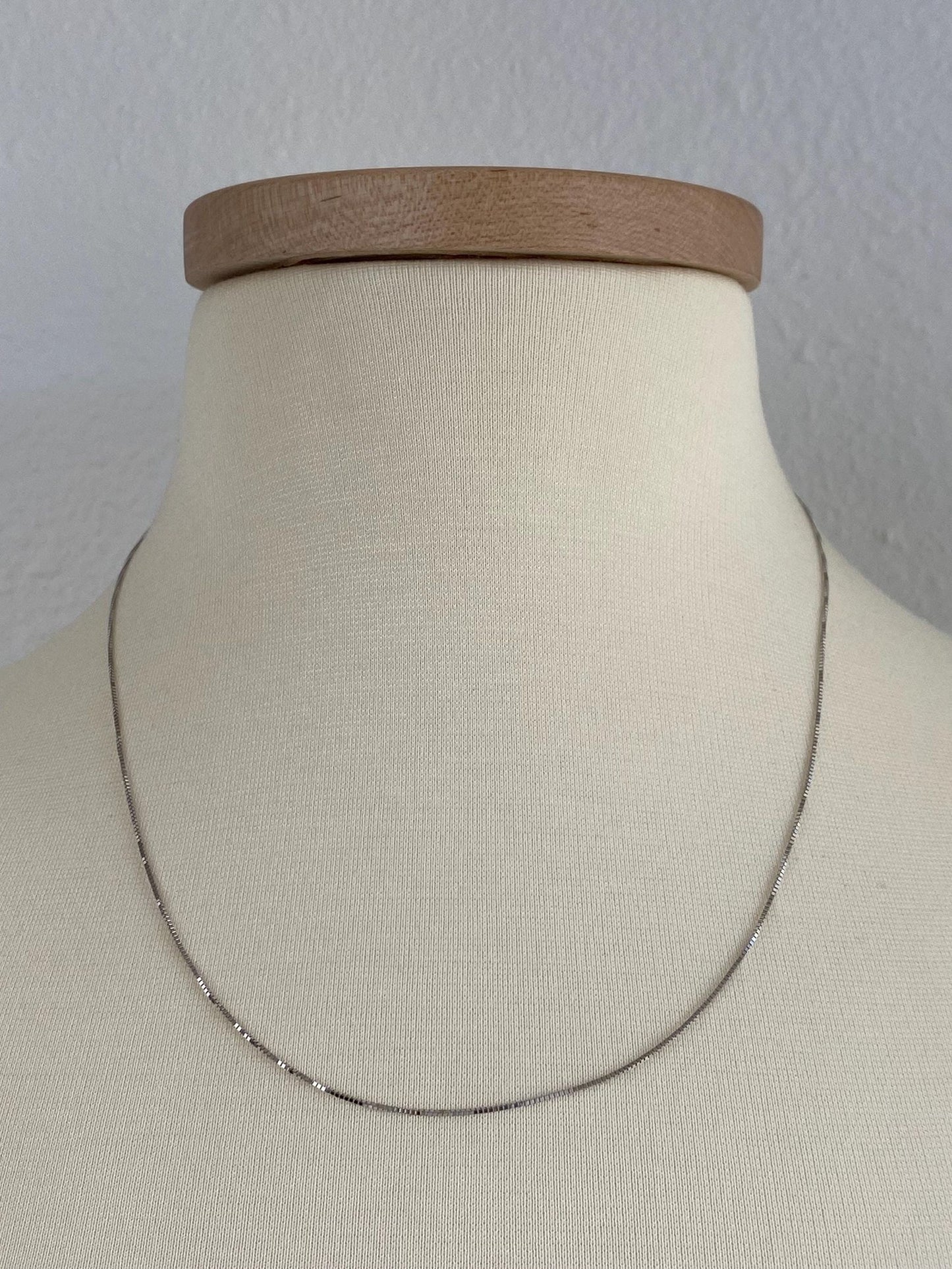 Vintage Solid 14k White Gold Box Chain Necklace - 20 inches