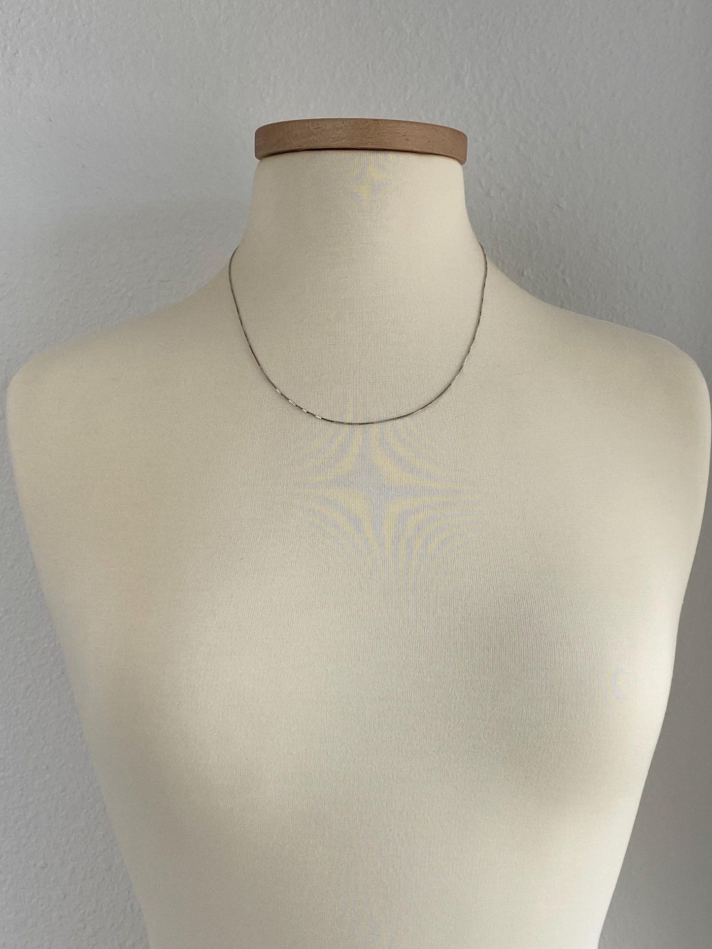 Vintage Solid 14k White Gold Box Chain Necklace - 20 inches