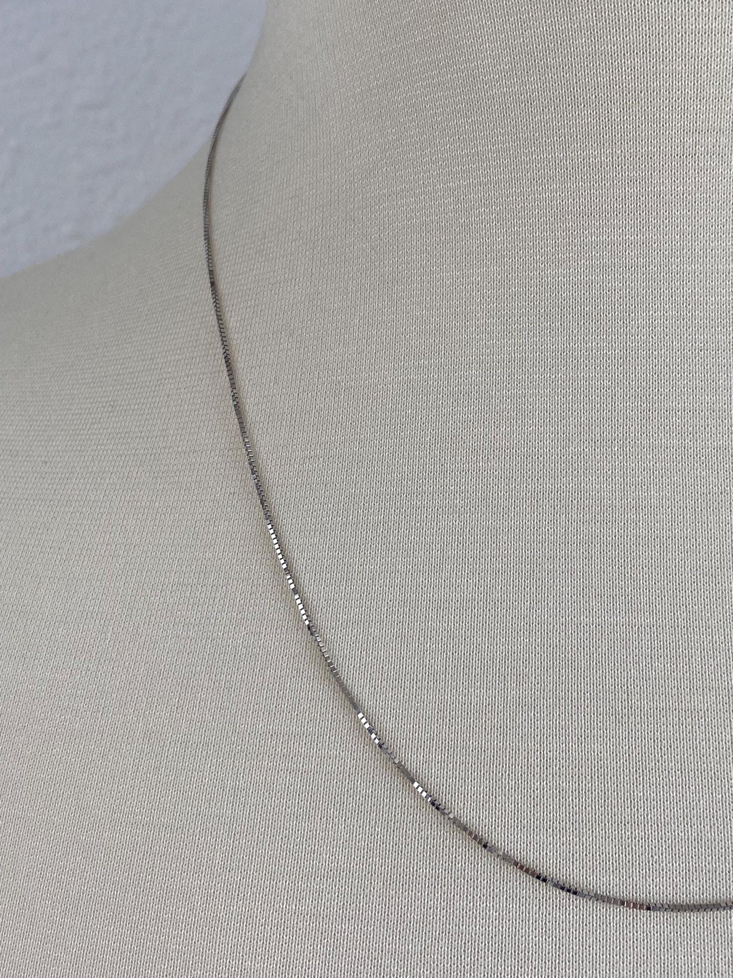 Vintage Solid 14k White Gold Box Chain Necklace - 20 inches