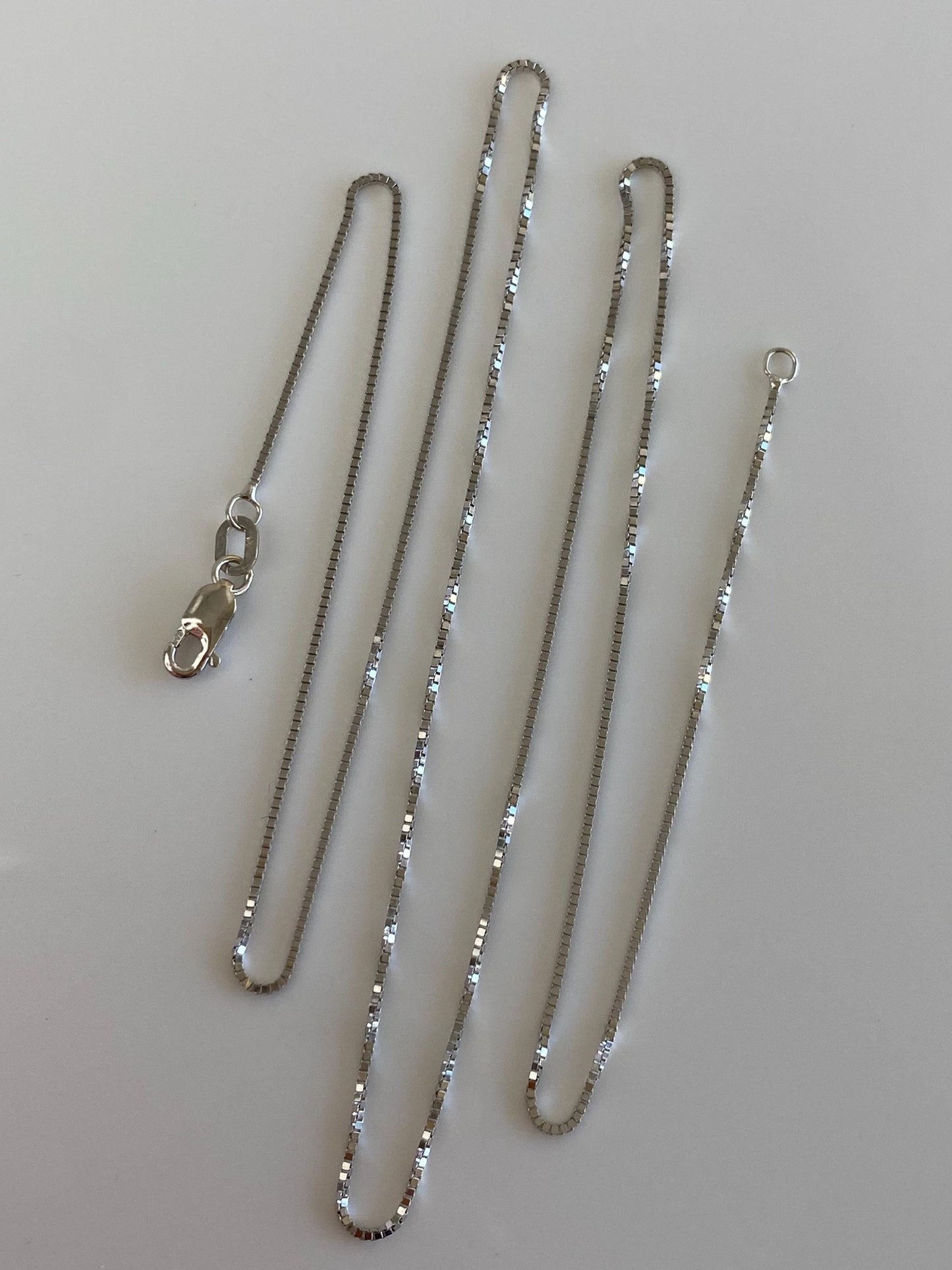 Vintage Solid 14k White Gold Box Chain Necklace - 20 inches