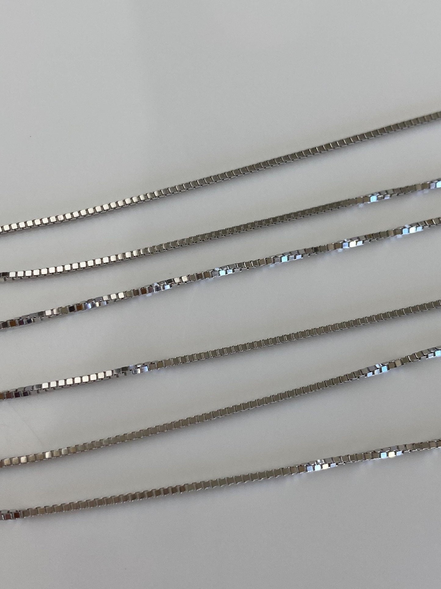 Vintage Solid 14k White Gold Box Chain Necklace - 20 inches