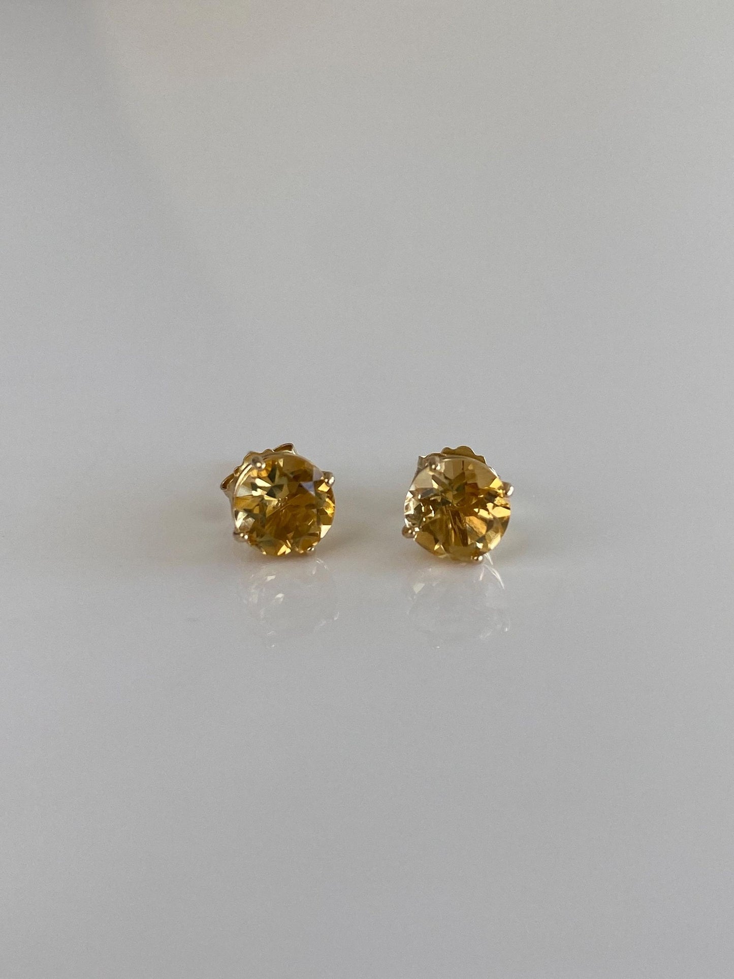 Solid 10k Yellow Gold Citrine Stud Earrings