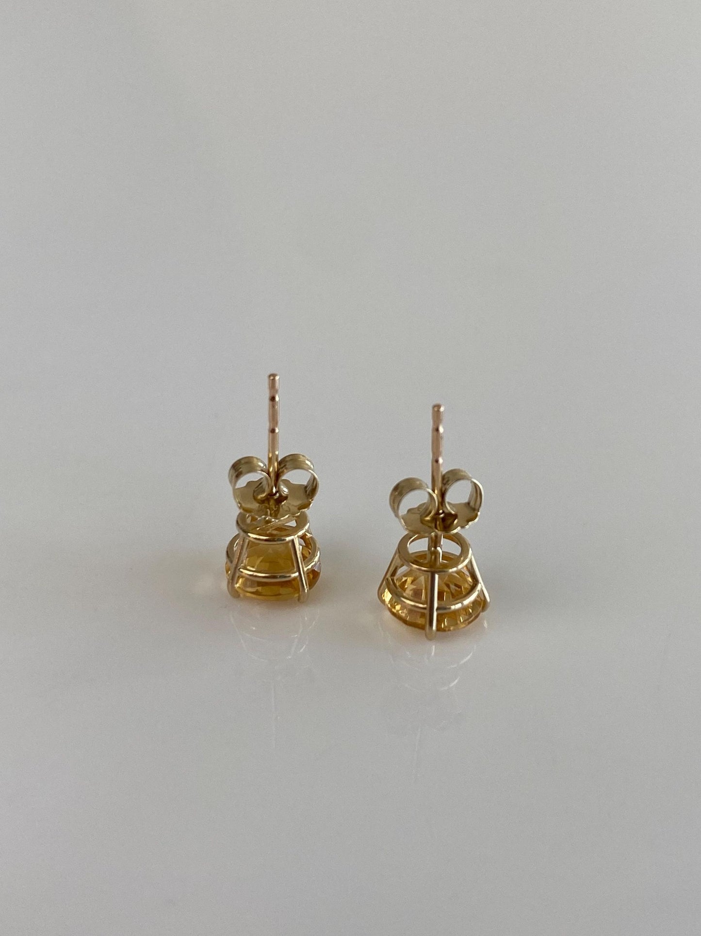 Solid 10k Yellow Gold Citrine Stud Earrings