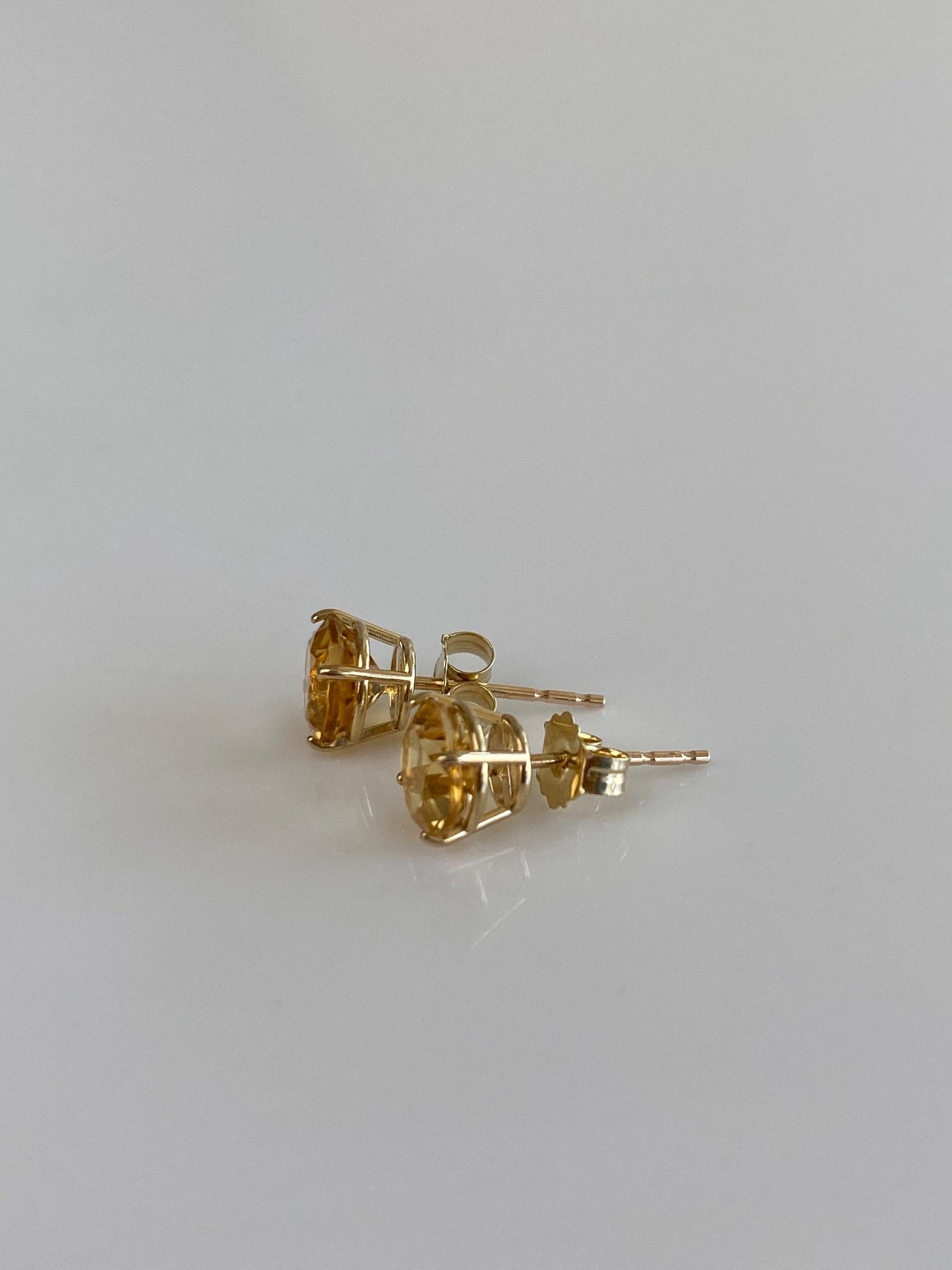 Solid 10k Yellow Gold Citrine Stud Earrings