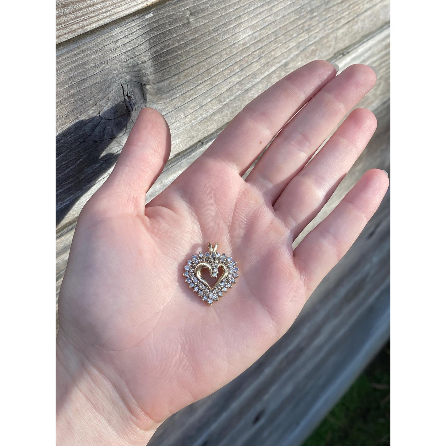 Vintage Solid 10k Yellow Gold Diamond Heart Charm