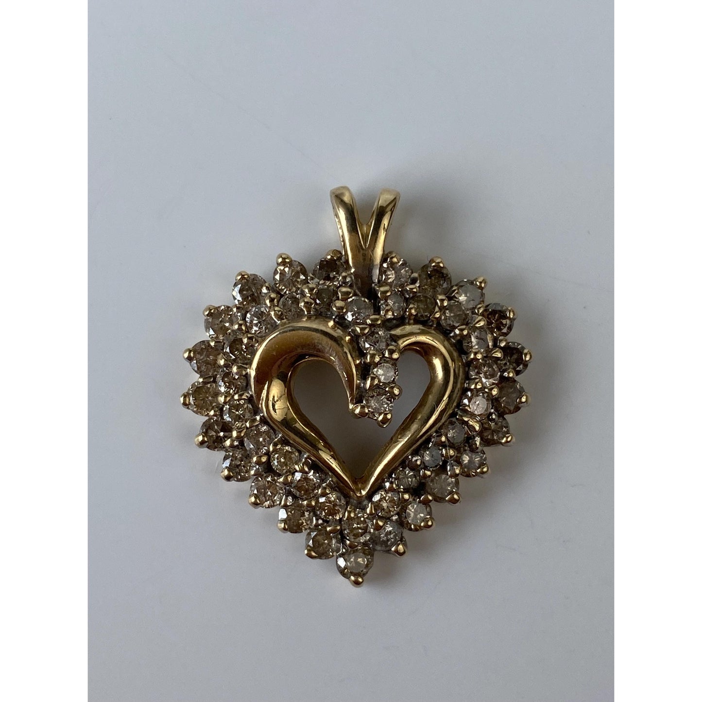 Vintage Solid 10k Yellow Gold Diamond Heart Charm