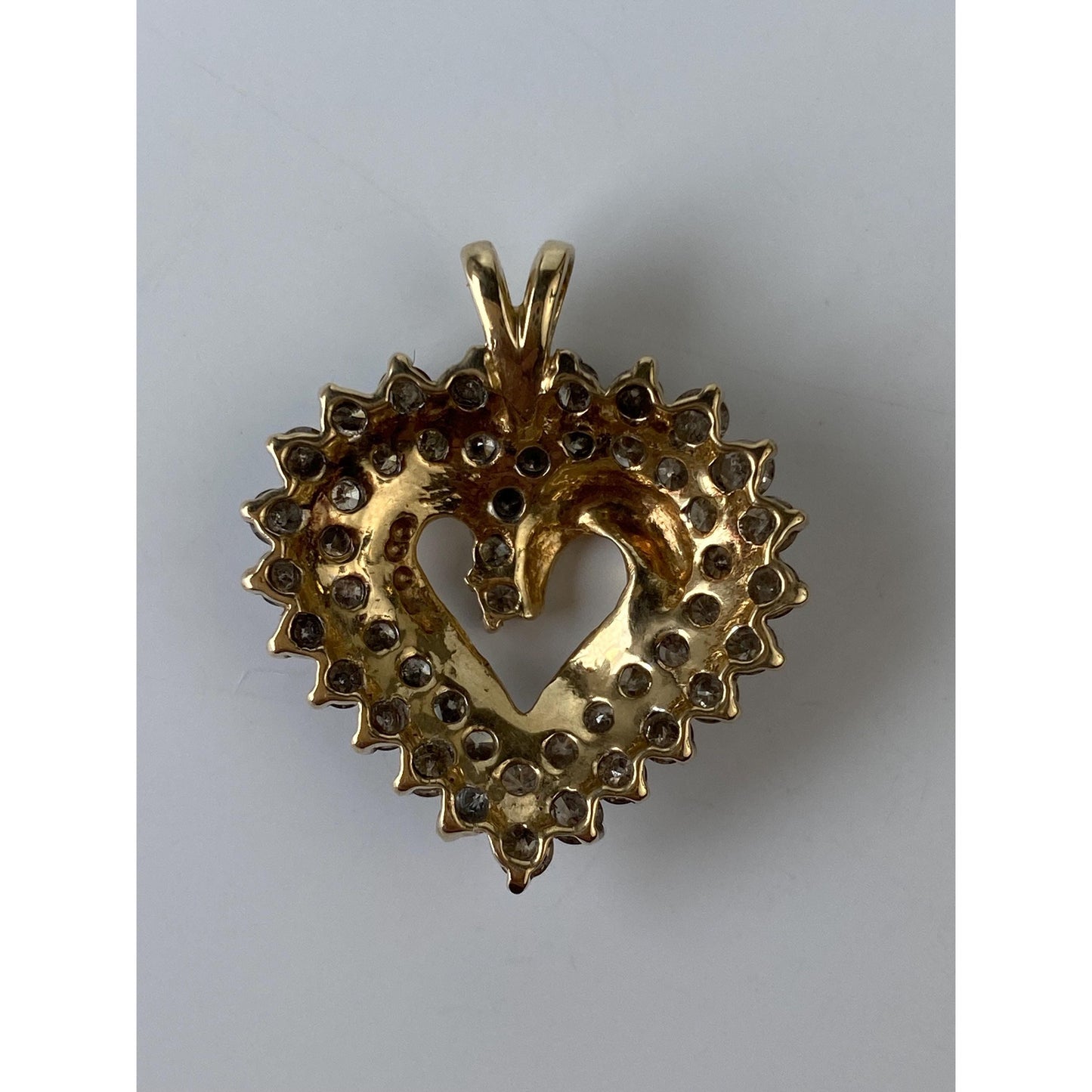 Vintage Solid 10k Yellow Gold Diamond Heart Charm