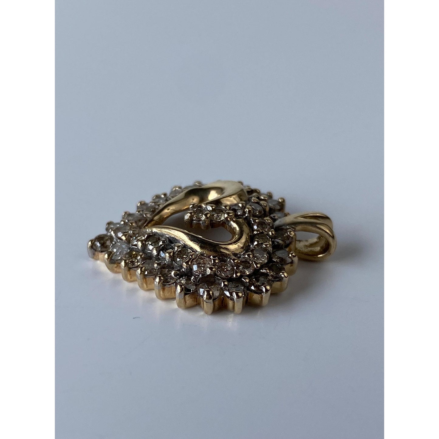 Vintage Solid 10k Yellow Gold Diamond Heart Charm