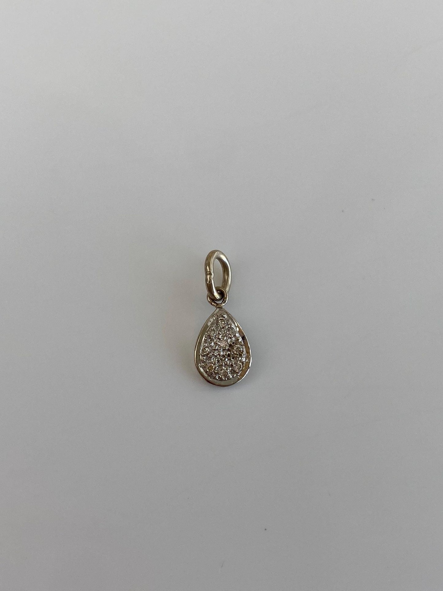 Vintage 14k White Gold Diamond Teardrop Charm
