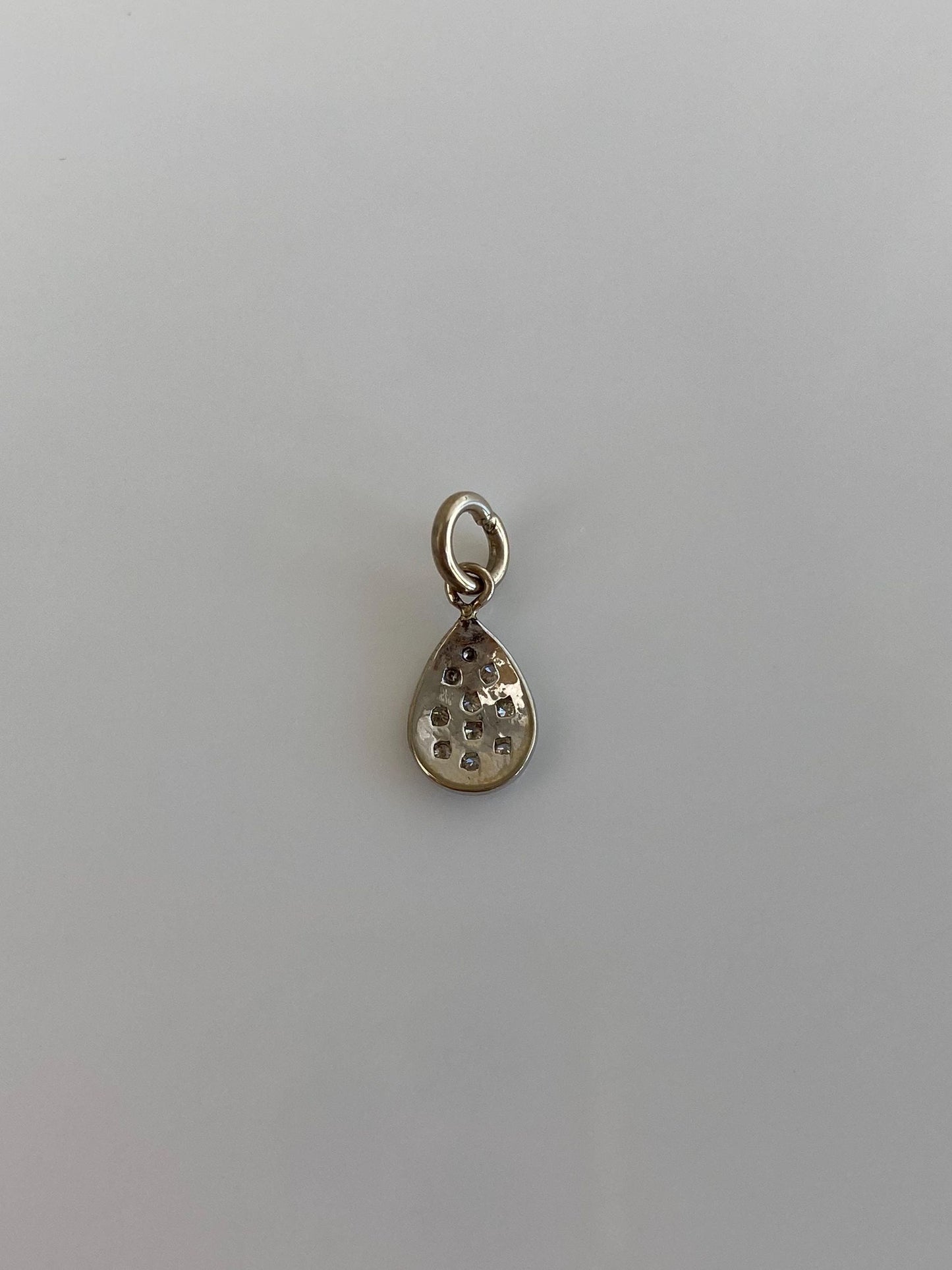 Vintage 14k White Gold Diamond Teardrop Charm