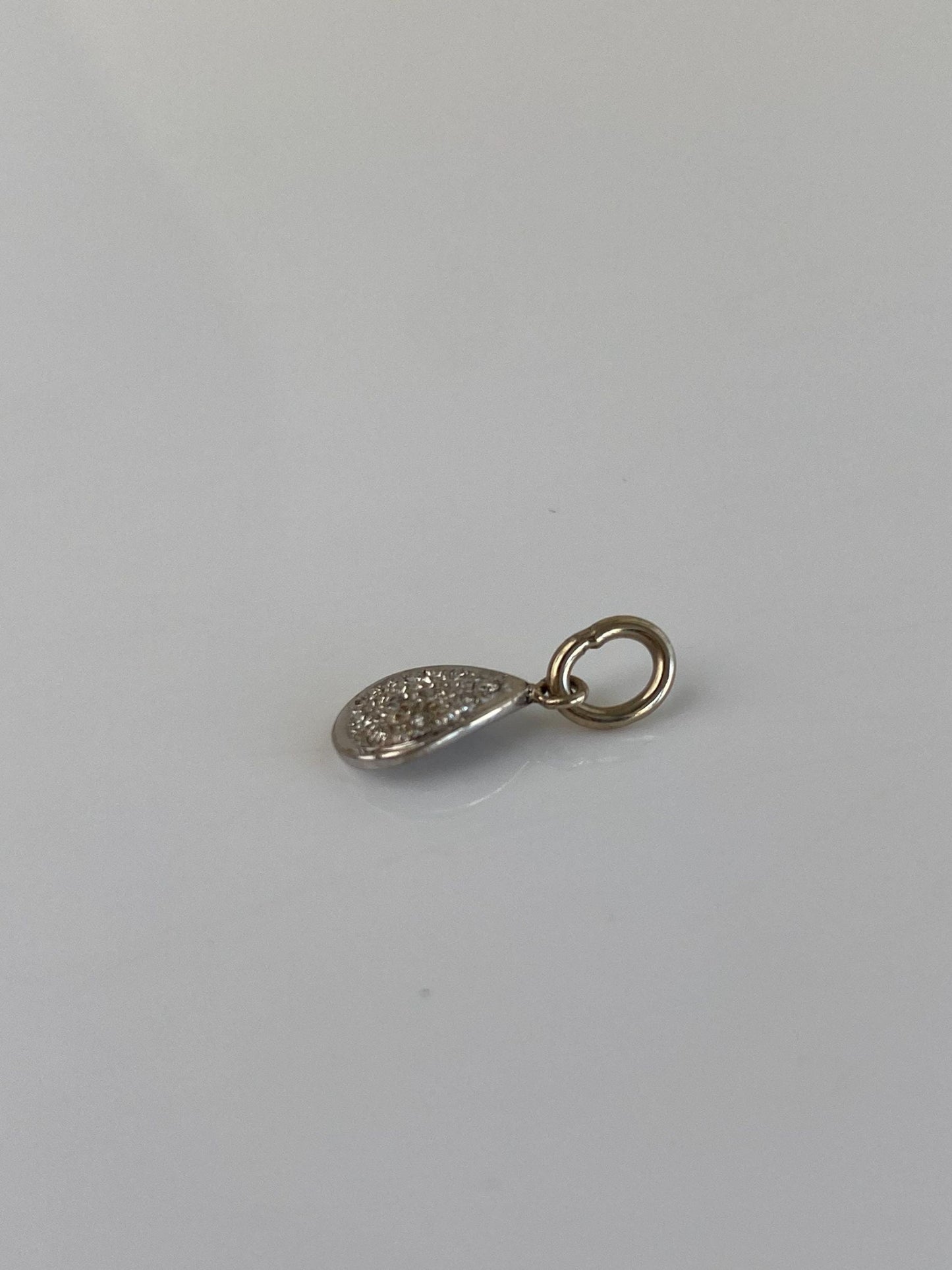 Vintage 14k White Gold Diamond Teardrop Charm
