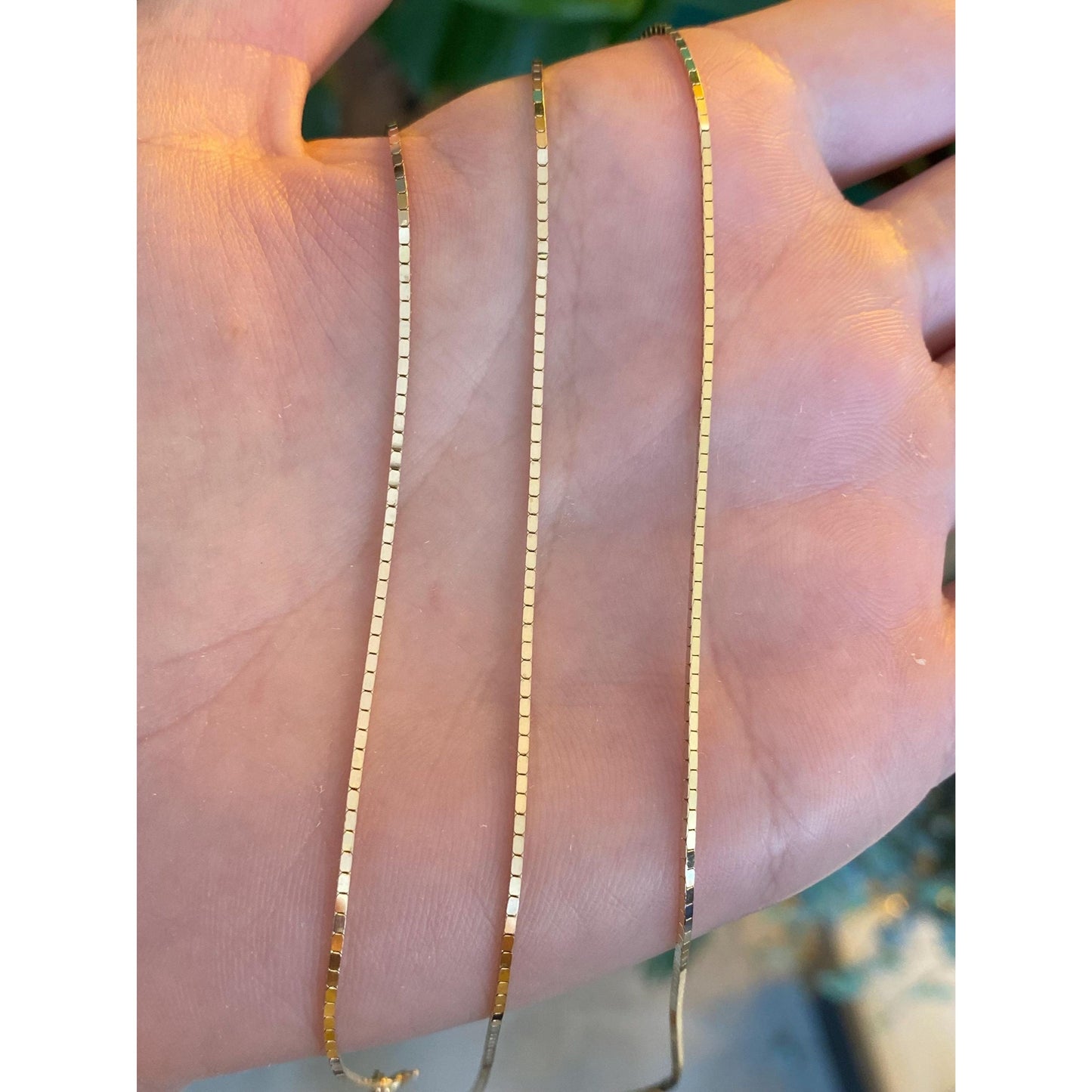 Vintage Solid 14k Yellow Gold Box Chain Necklace - 24.25 inches