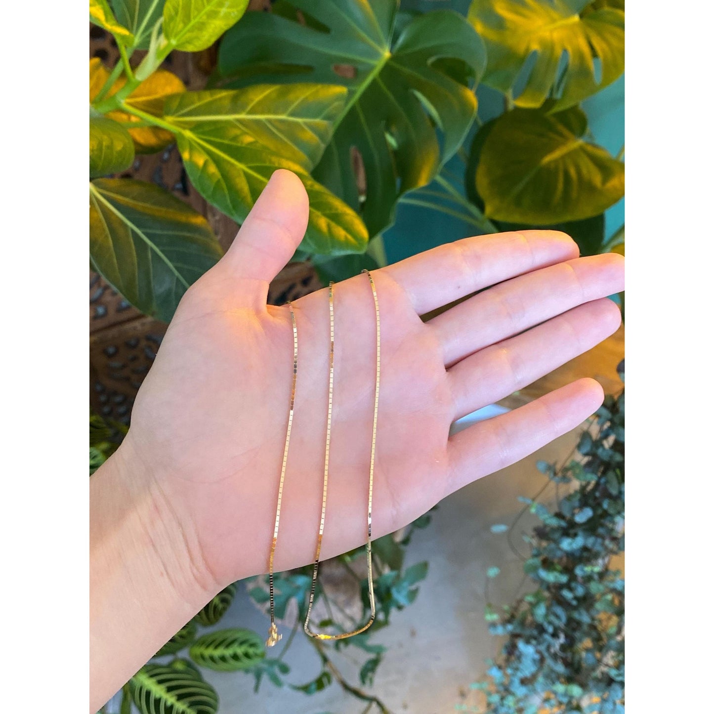 Vintage Solid 14k Yellow Gold Box Chain Necklace - 24.25 inches