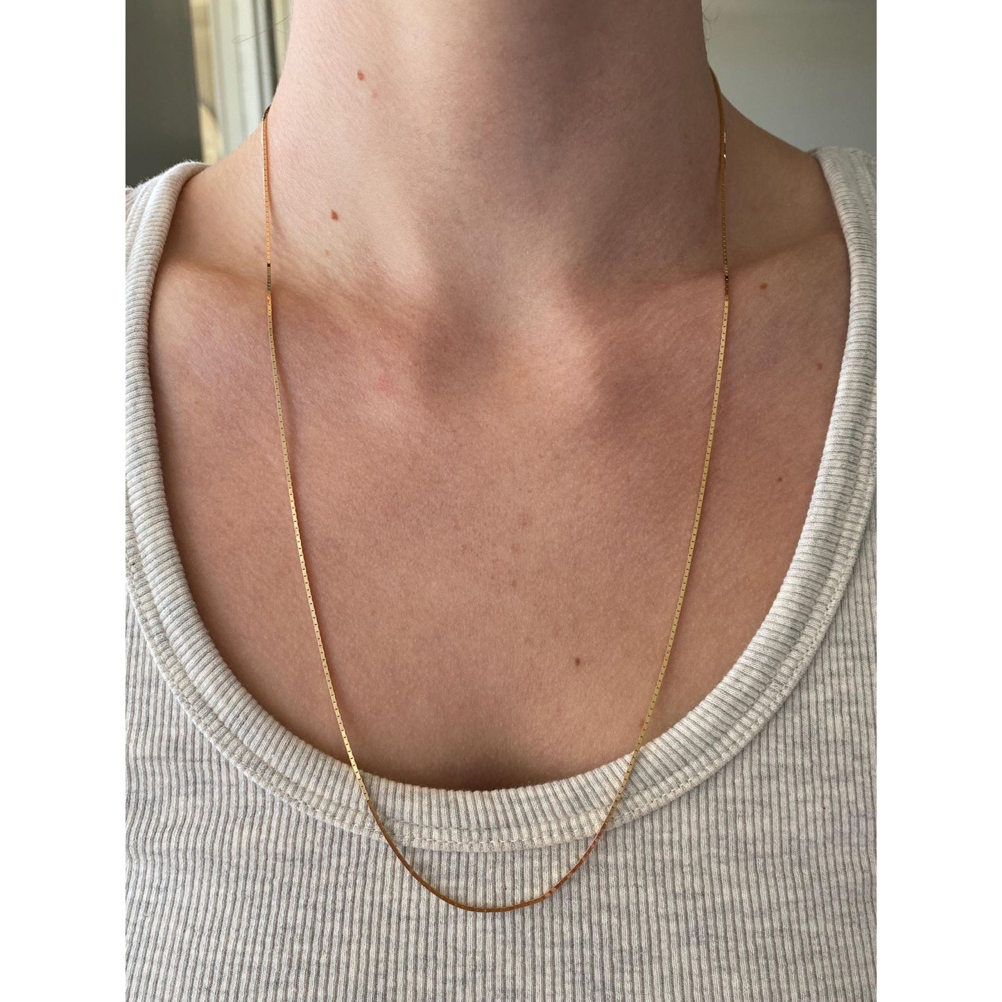 Vintage Solid 14k Yellow Gold Box Chain Necklace - 24.25 inches