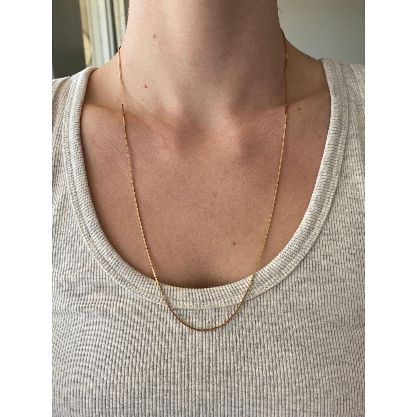 Vintage Solid 14k Yellow Gold Box Chain Necklace - 24.25 inches