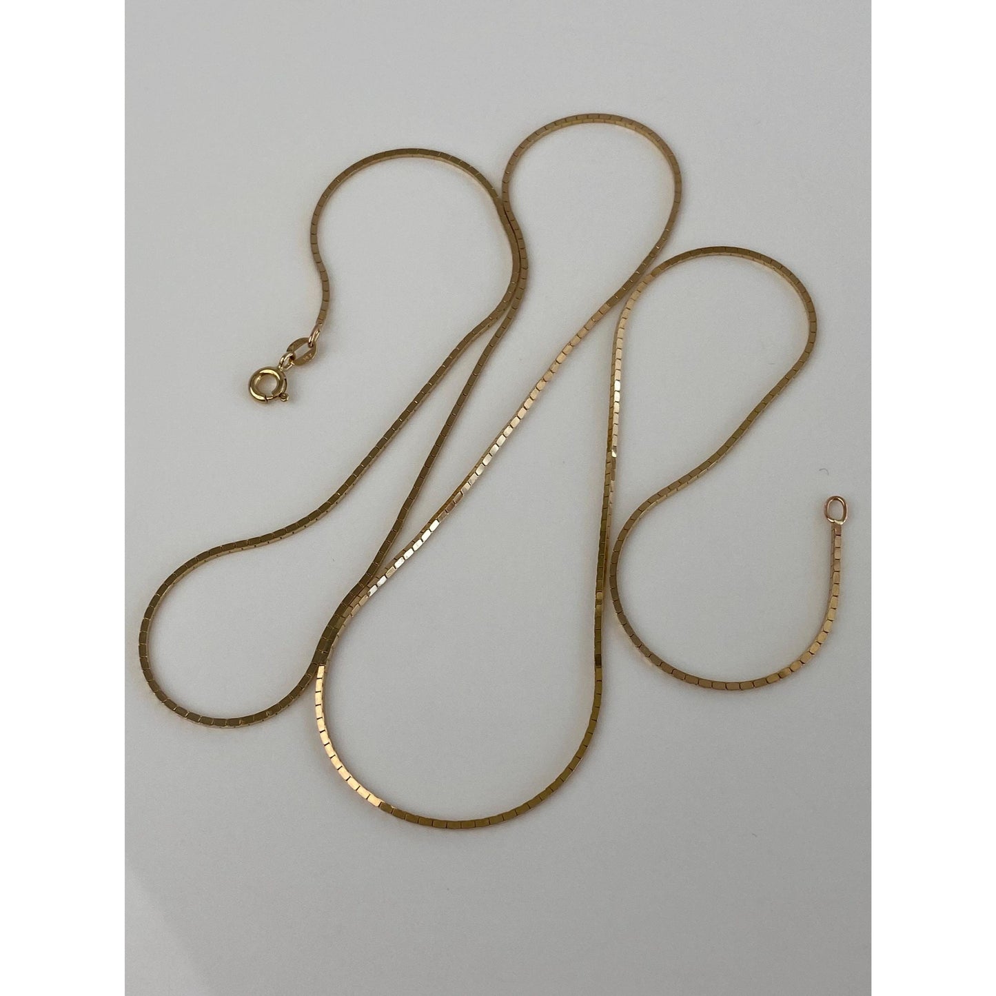 Vintage Solid 14k Yellow Gold Box Chain Necklace - 24.25 inches