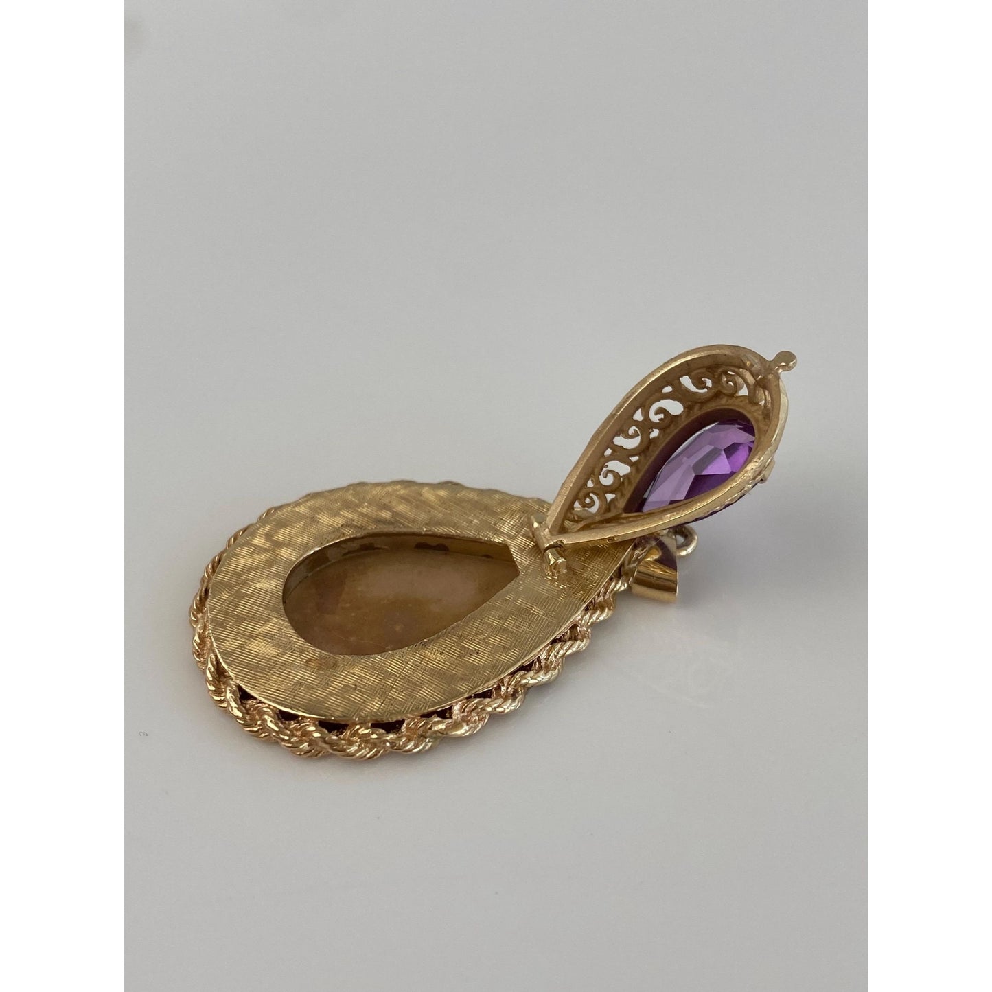 Vintage Solid 14k Yellow Gold Purple Sapphire Locket Charm