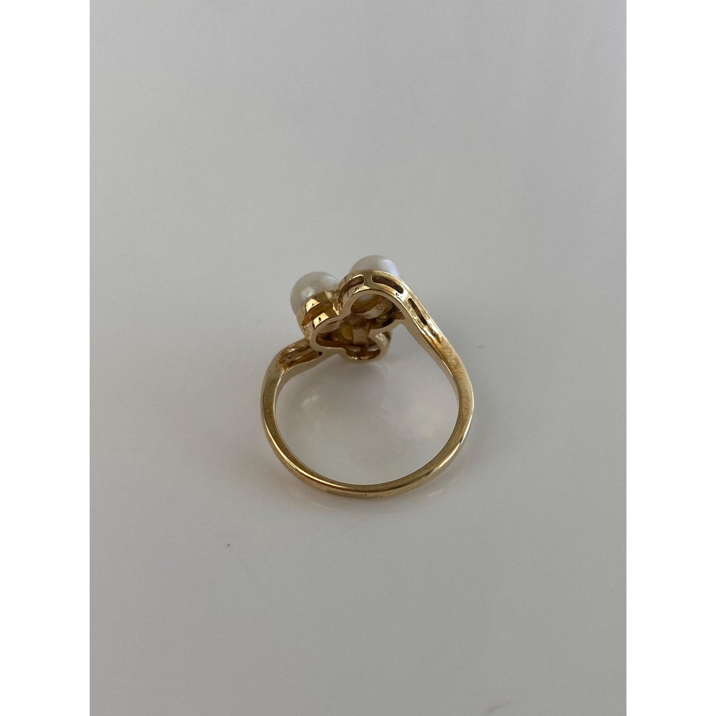 Vintage Solid 10k Yellow Gold Pearls Ring - Size 5.25