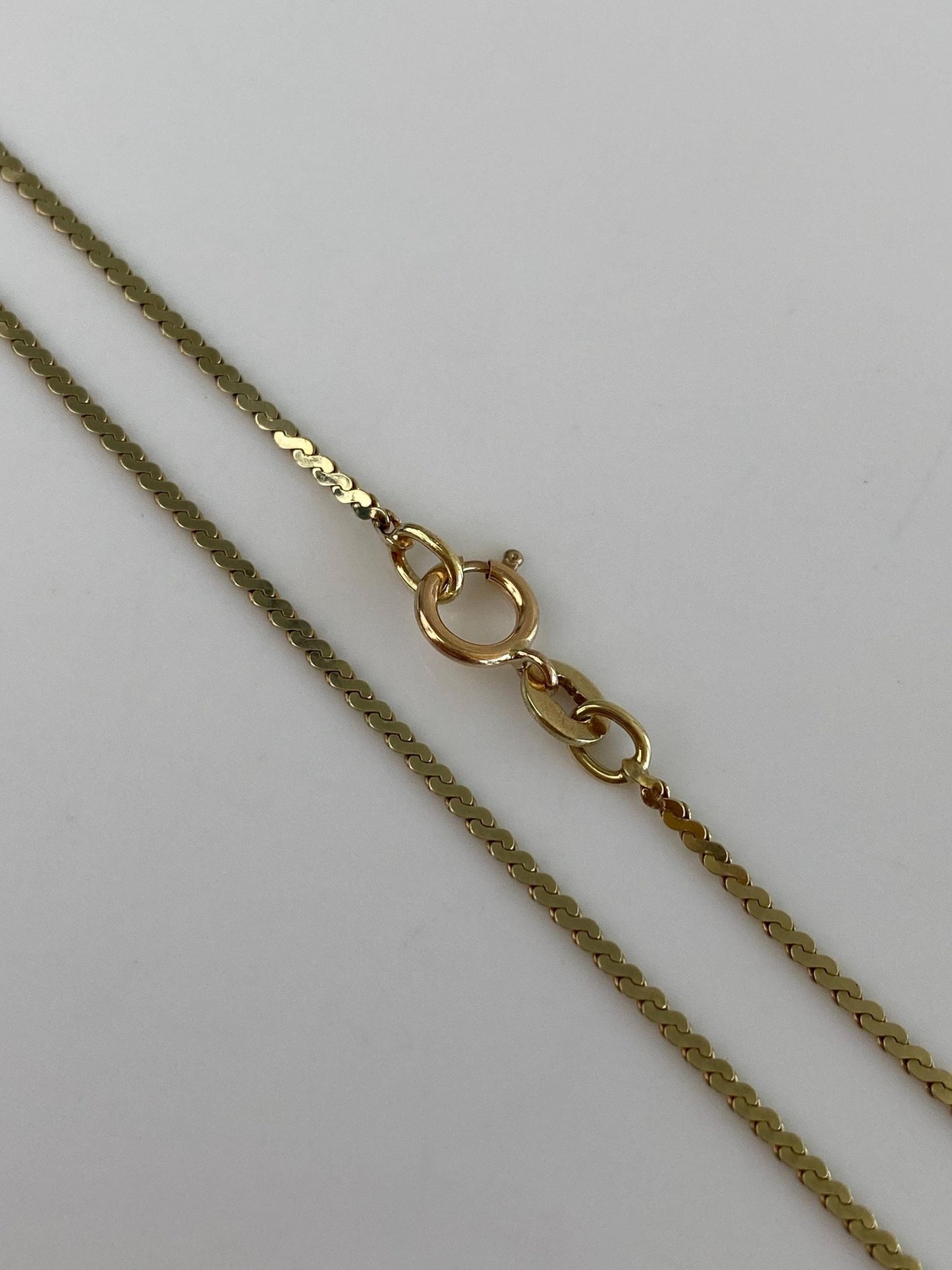 Vintage Solid 14k Yellow Gold Serpentine Chain Necklace - 15 inches