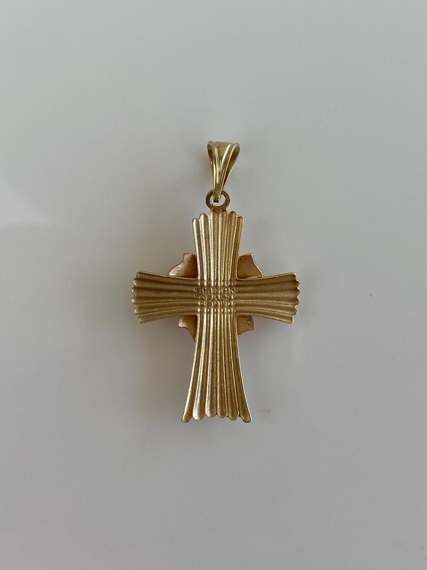 Vintage Solid 14k Yellow Gold Fluted Cross Charm