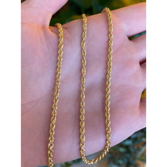 Vintage Solid 14k Yellow Gold Rope Chain Necklace - 18.5 inches